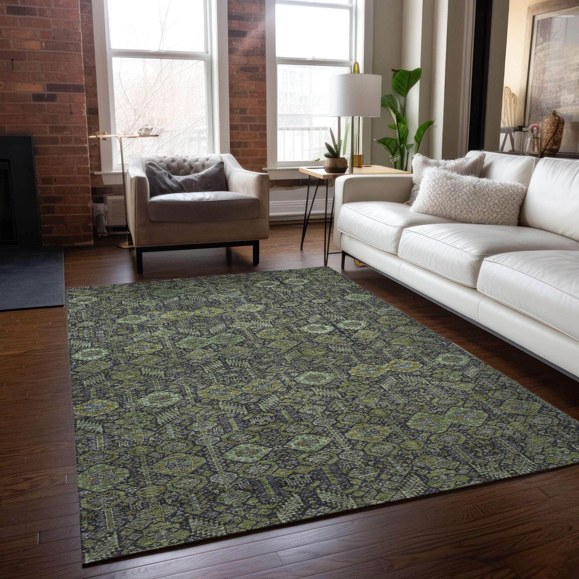 Machine Made ACN574 Green Rugs