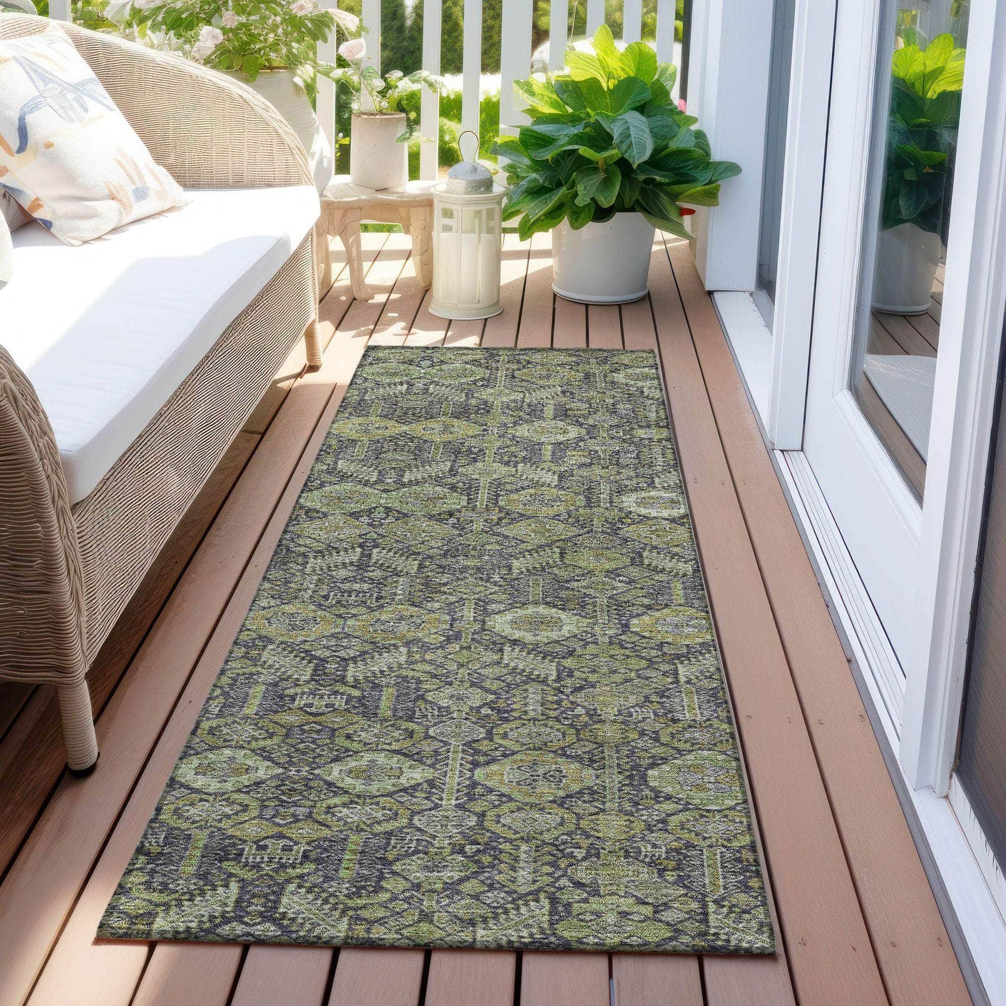 Machine Made ACN574 Green Rugs