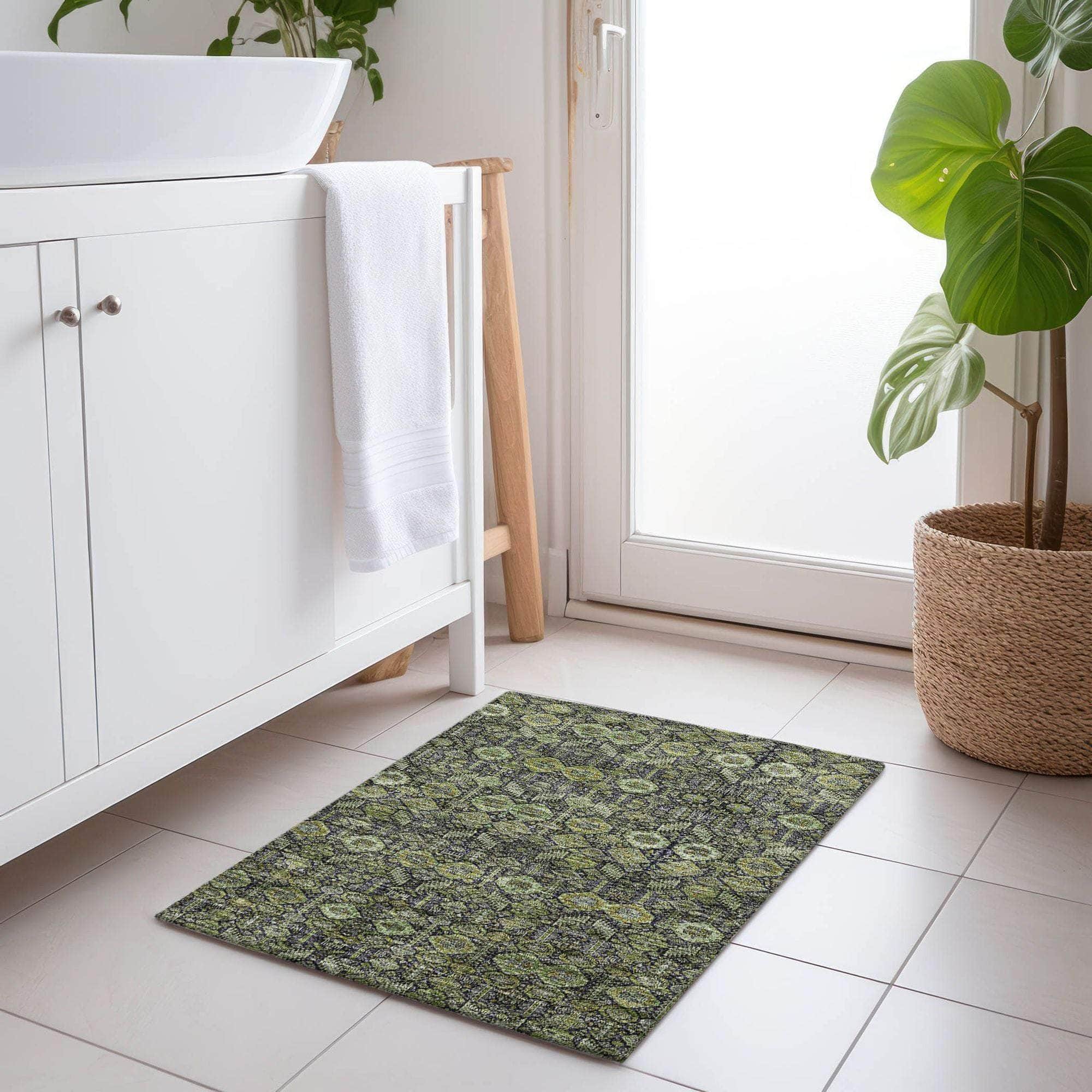 Machine Made ACN574 Green Rugs