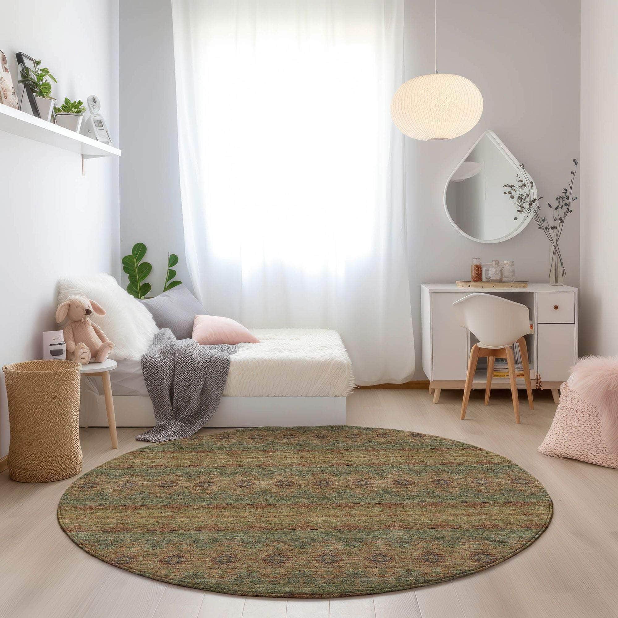 Machine Made ACN615 Green Rugs