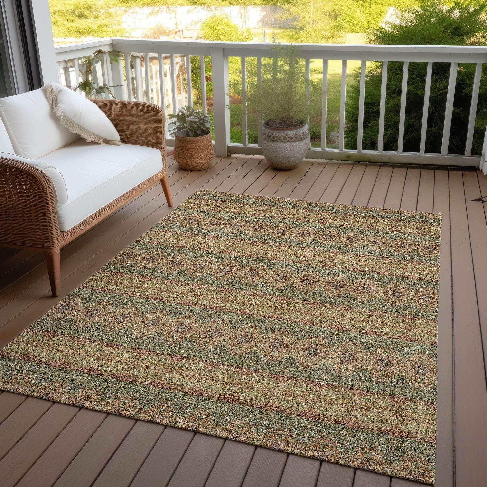 Machine Made ACN615 Green Rugs