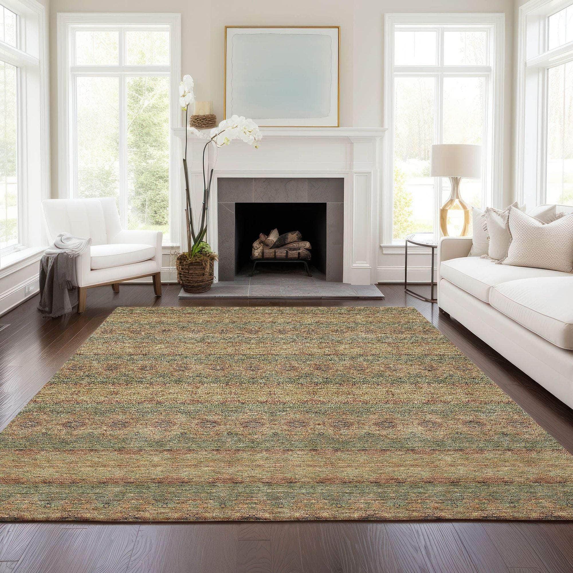 Machine Made ACN615 Green Rugs
