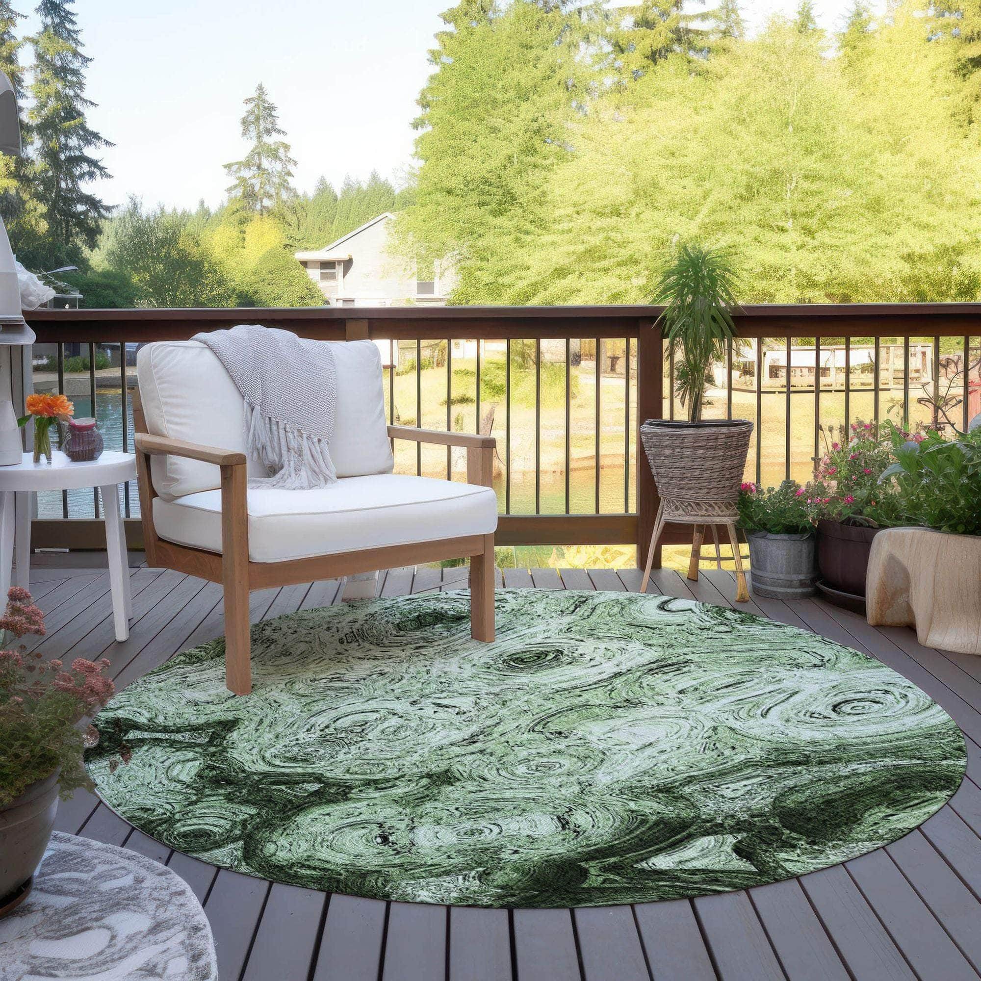 Machine Made ACN579 Green Rugs