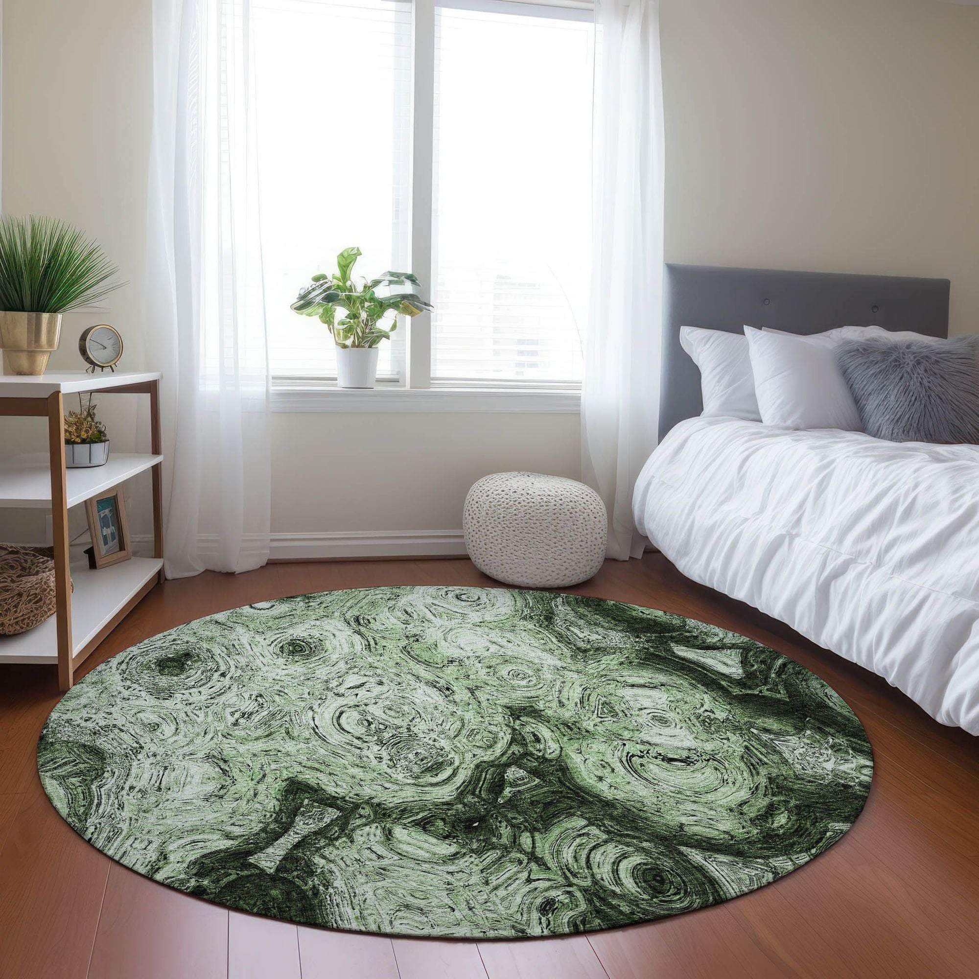 Machine Made ACN579 Green Rugs