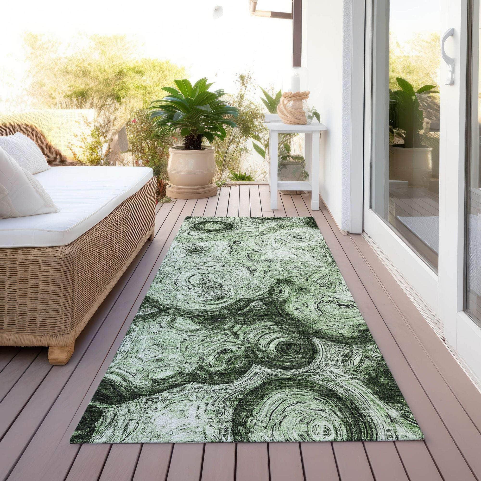 Machine Made ACN579 Green Rugs