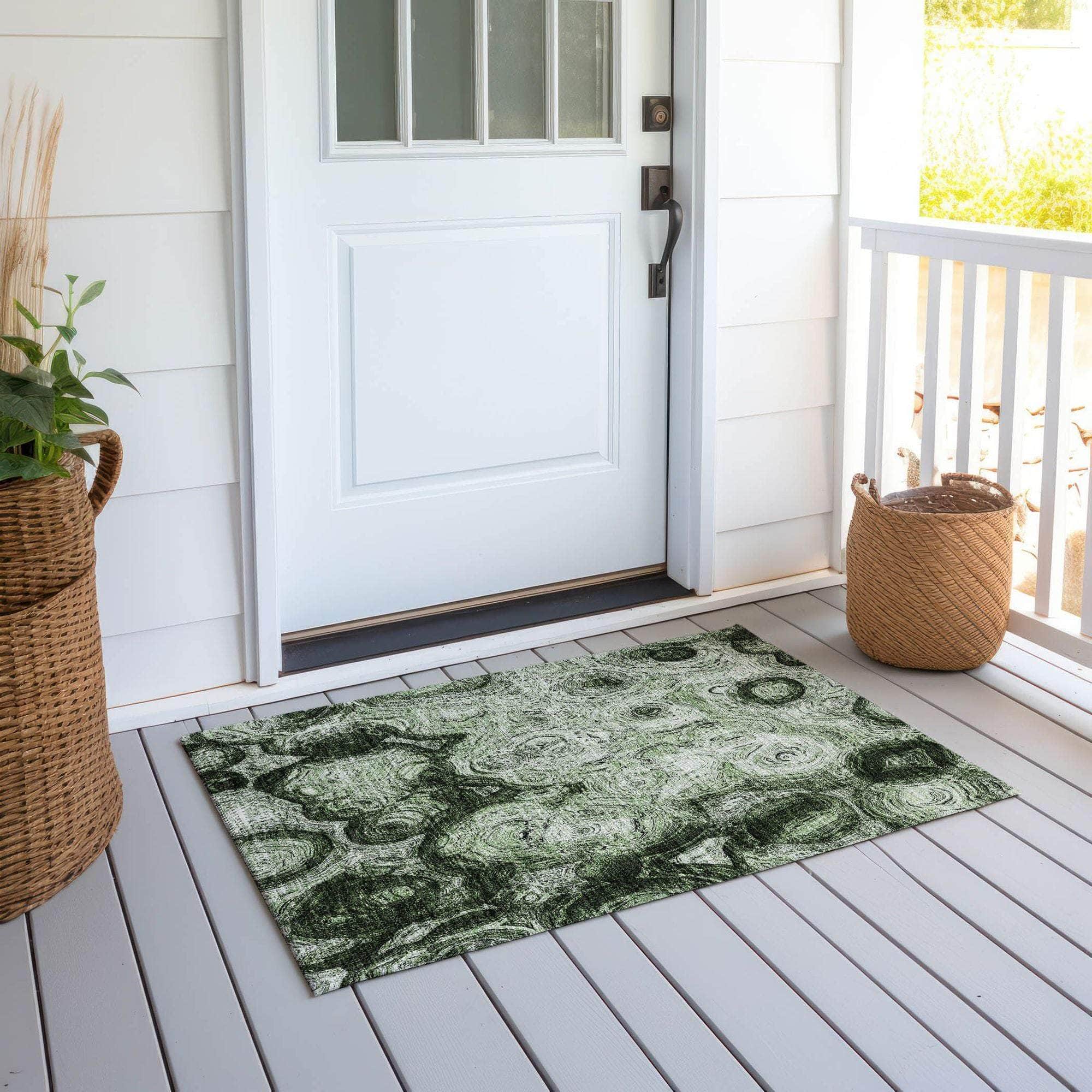 Machine Made ACN579 Green Rugs