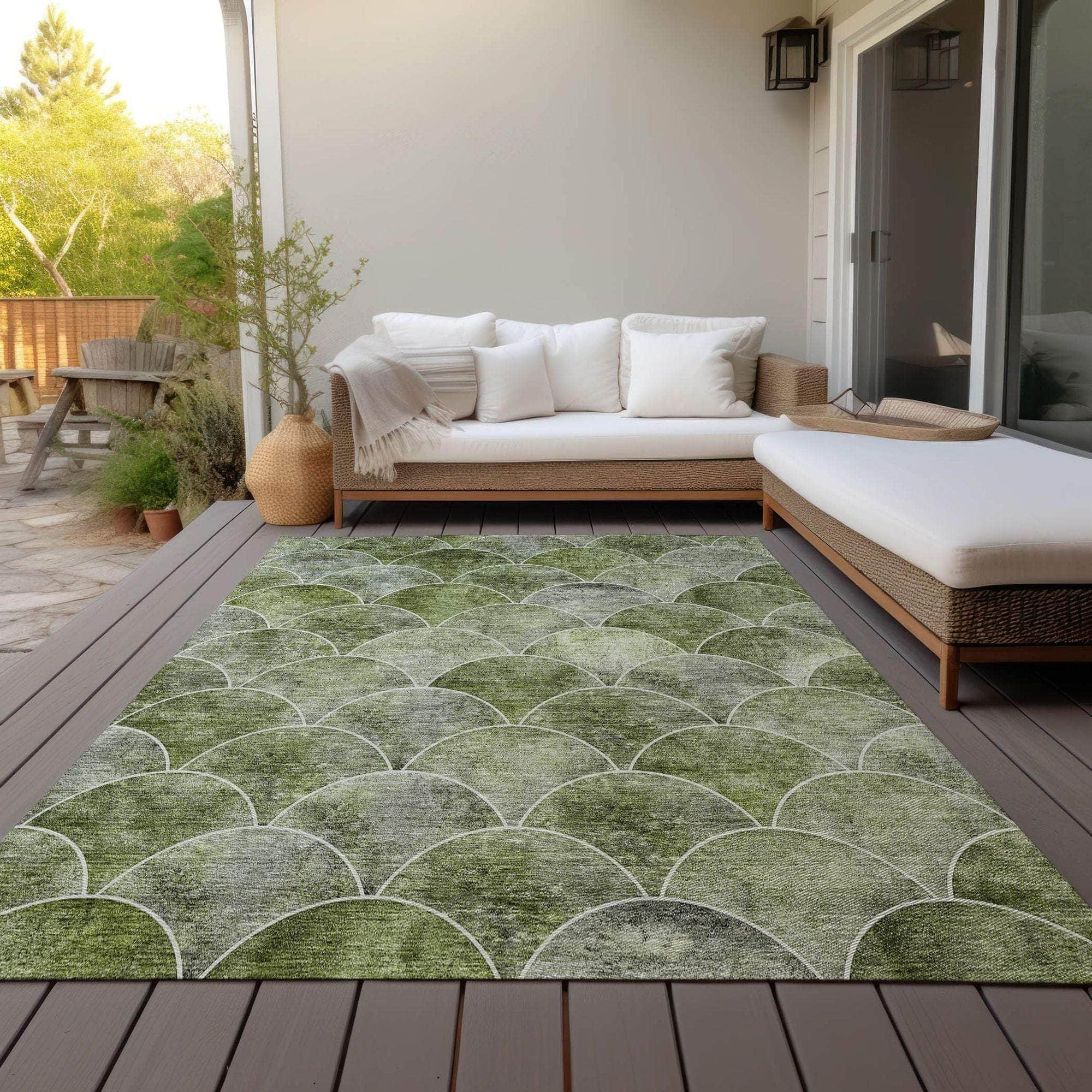 Machine Made ACN594 Green Rugs