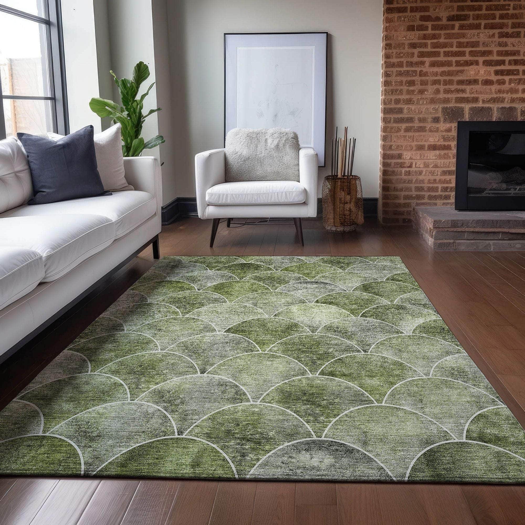 Machine Made ACN594 Green Rugs