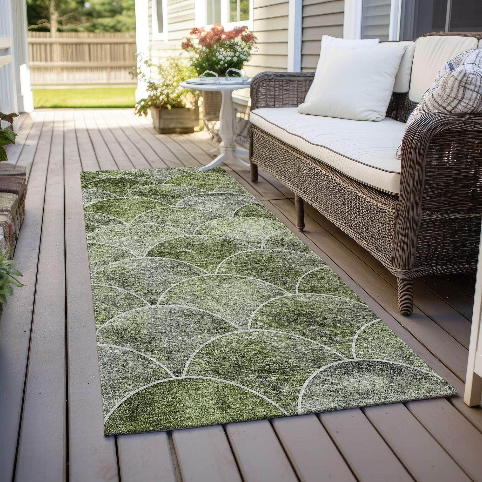 Machine Made ACN594 Green Rugs