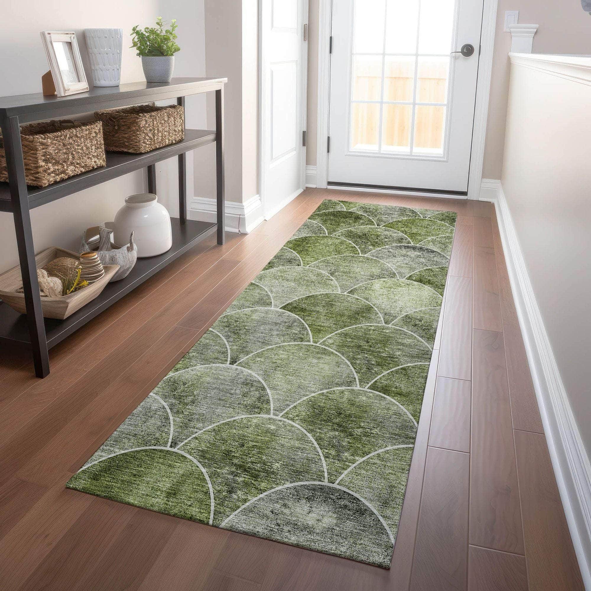 Machine Made ACN594 Green Rugs