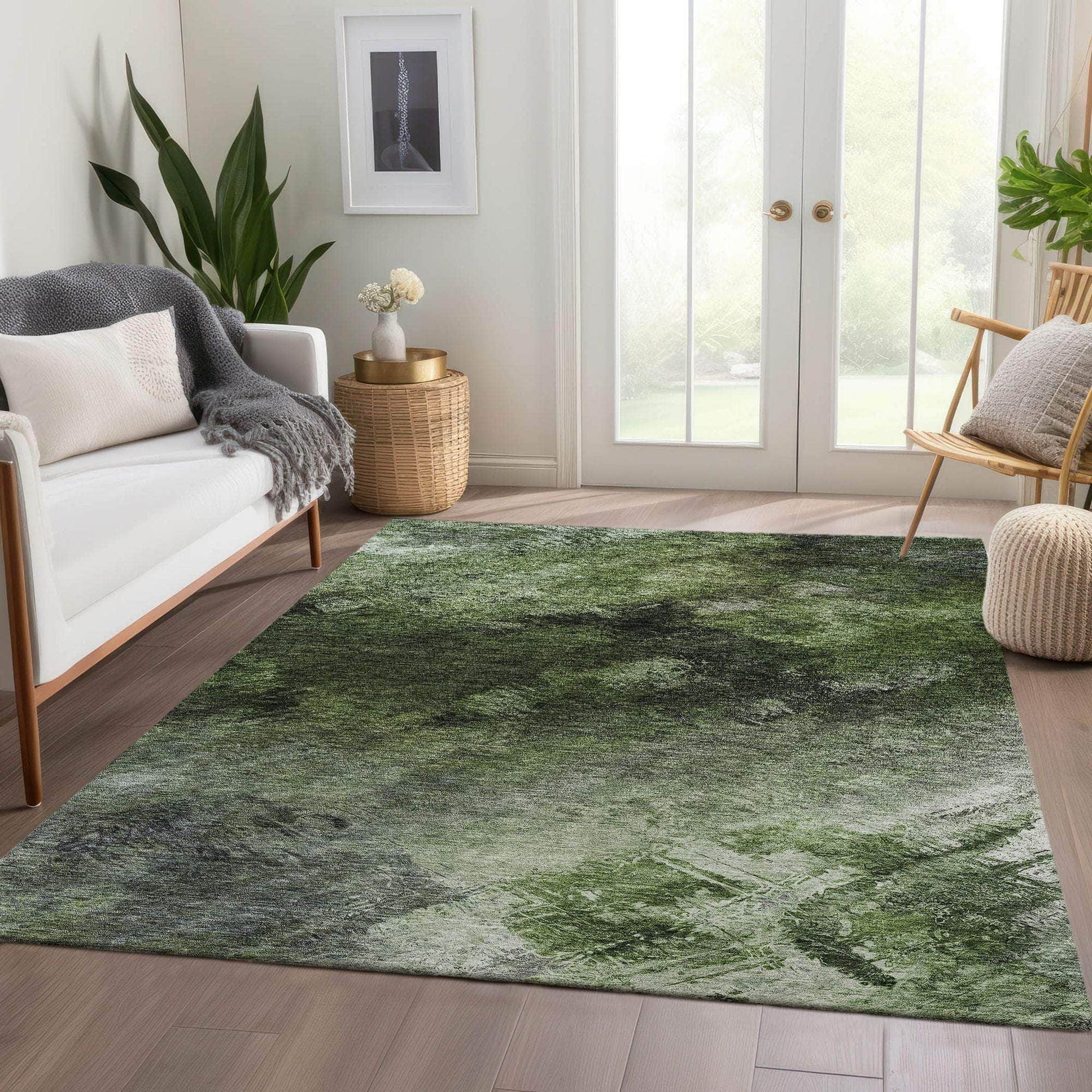 Machine Made ACN590 Green Rugs