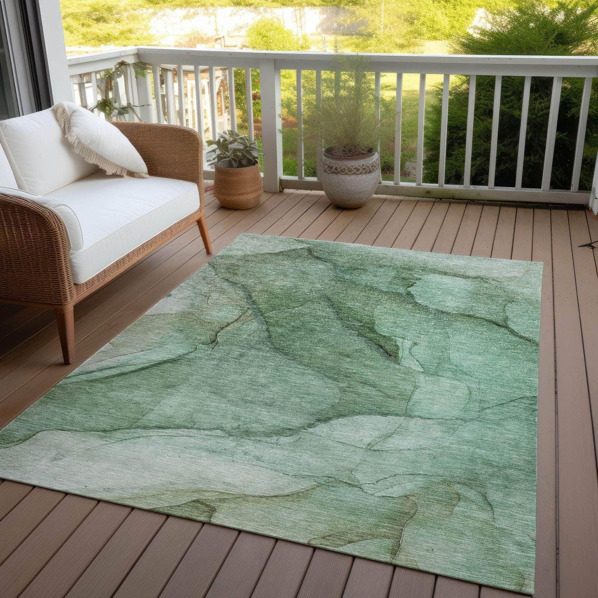 Machine Made ACN607 Green Rugs