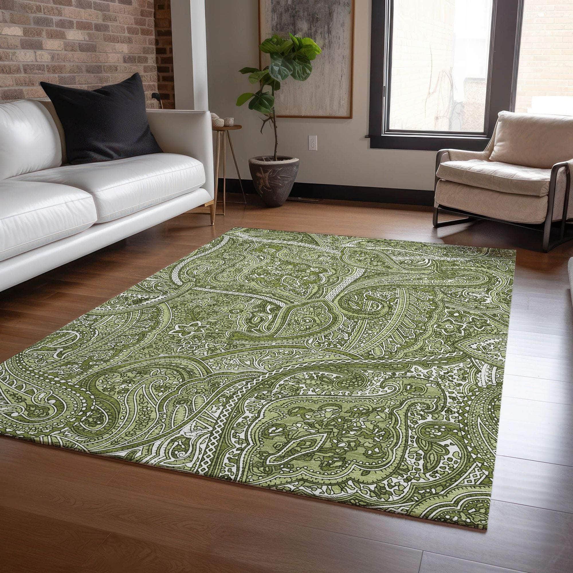 Machine Made ACN623 Green Rugs