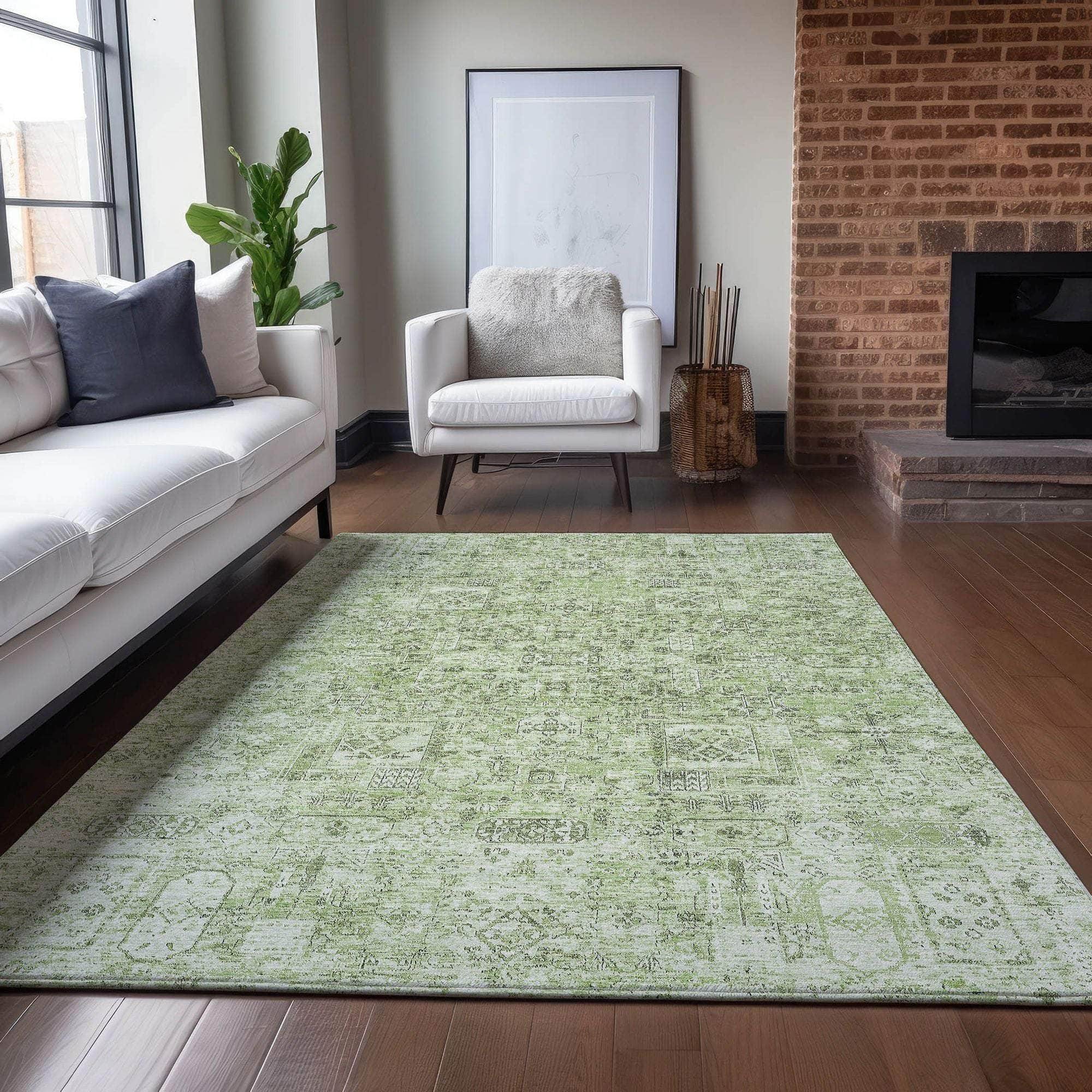 Machine Made ACN611 Green Rugs