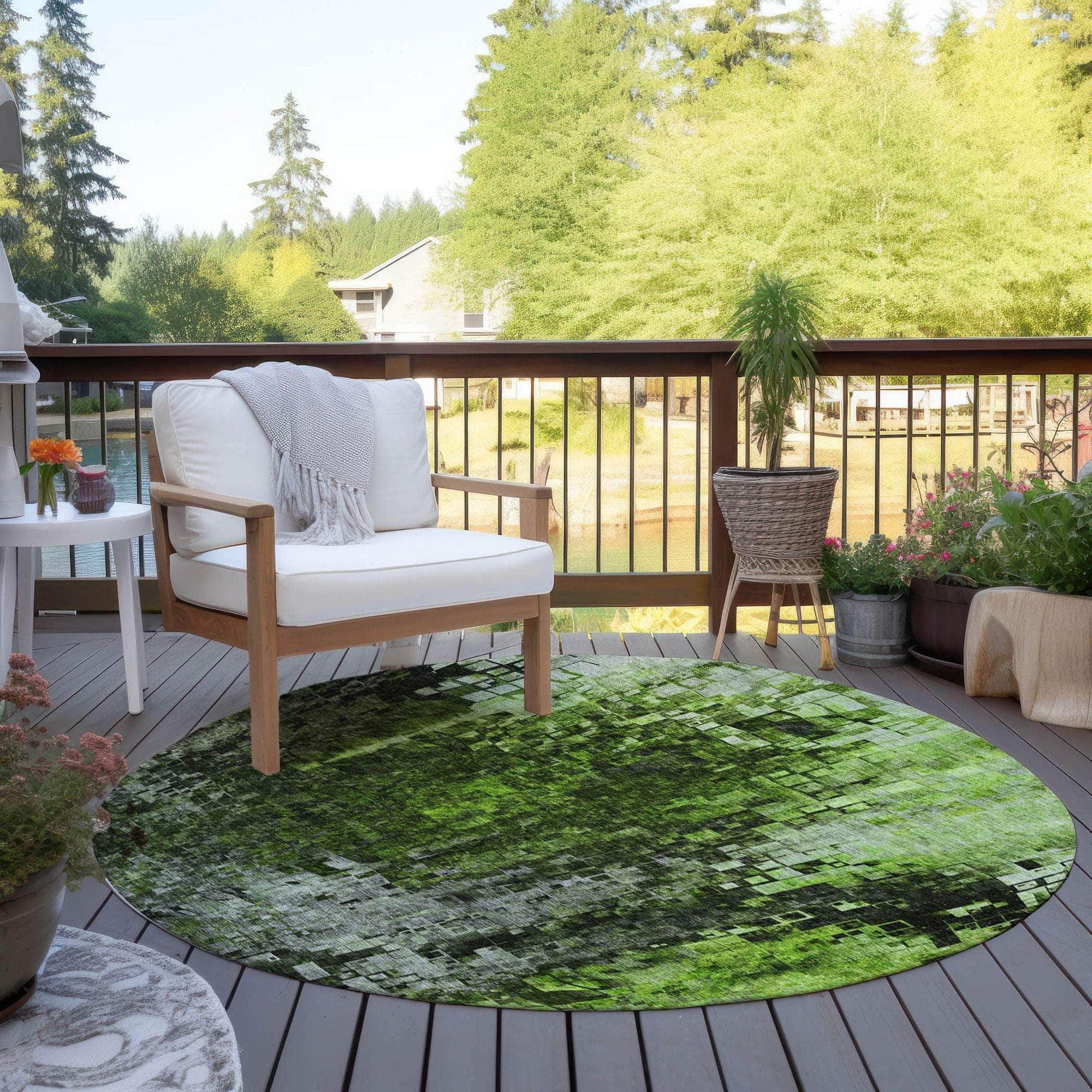 Machine Made ACN581 Green Rugs