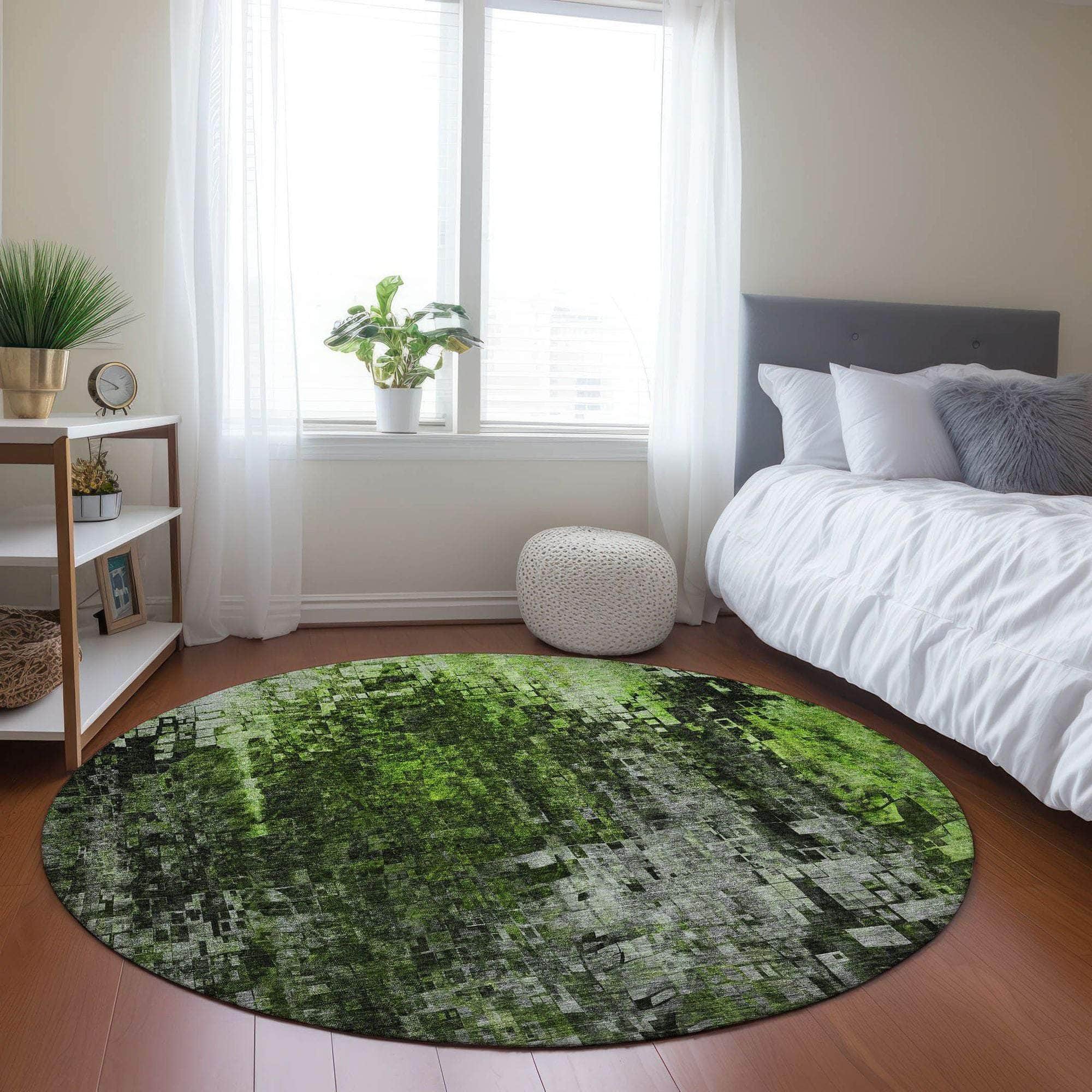 Machine Made ACN581 Green Rugs
