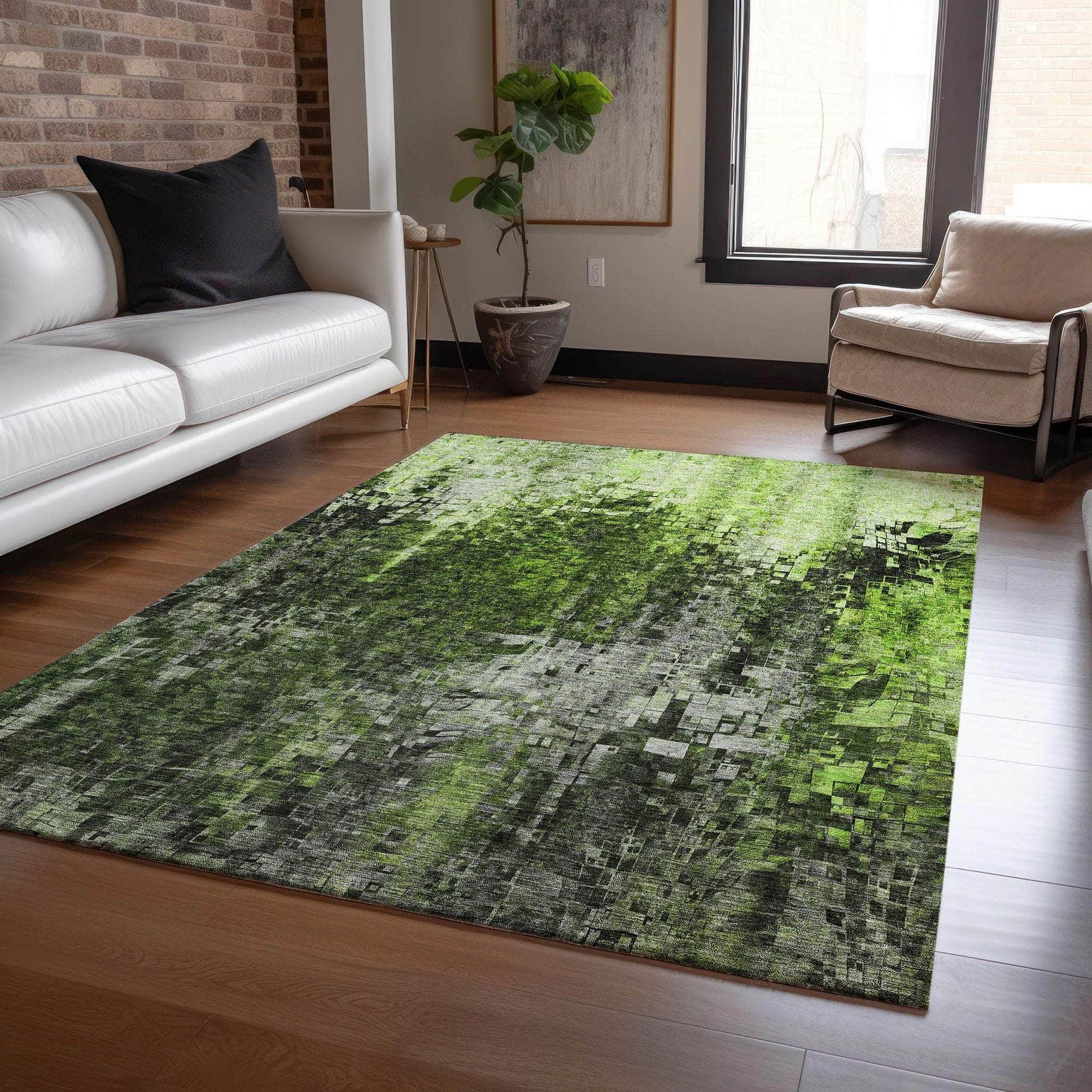 Machine Made ACN581 Green Rugs