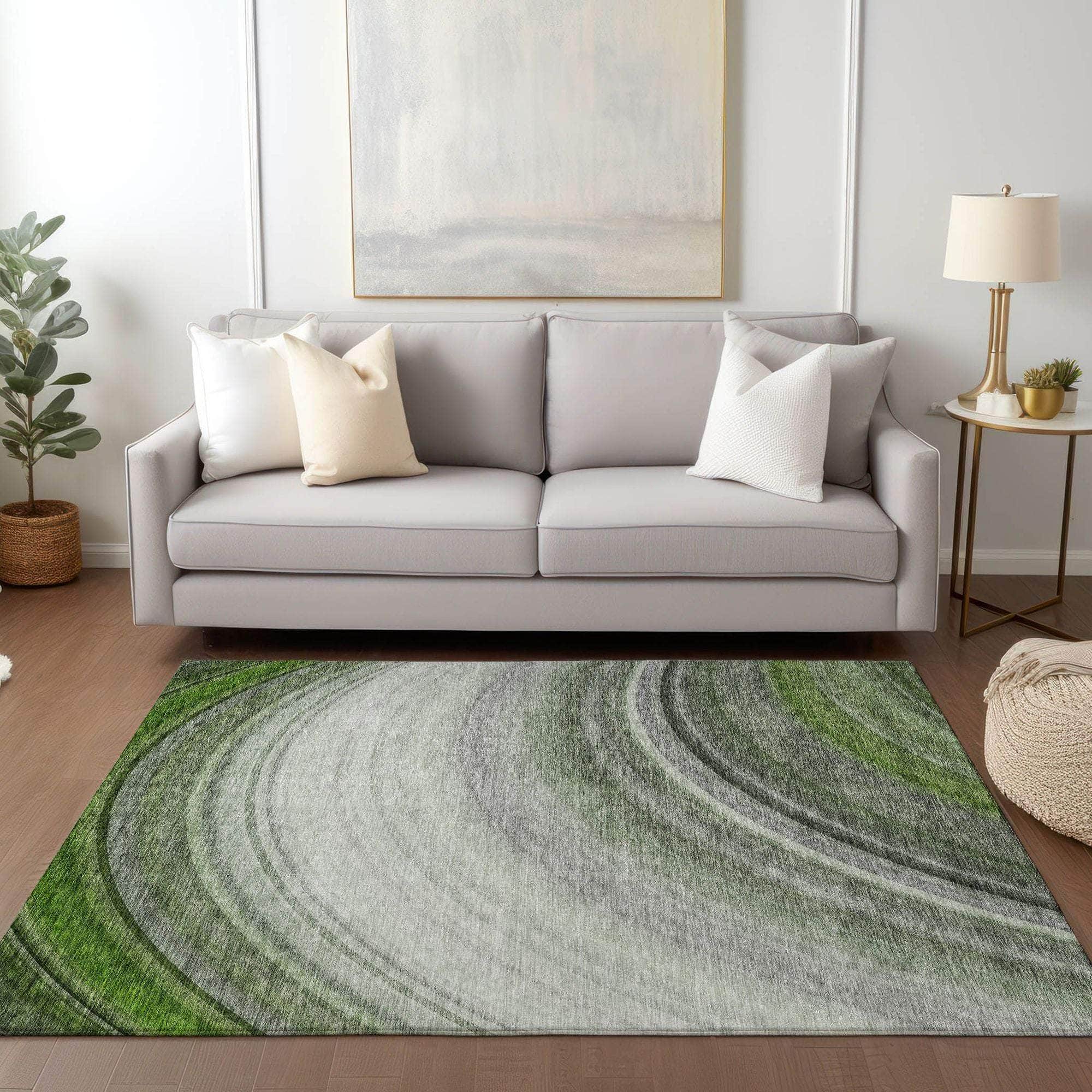 Machine Made ACN584 Green Rugs