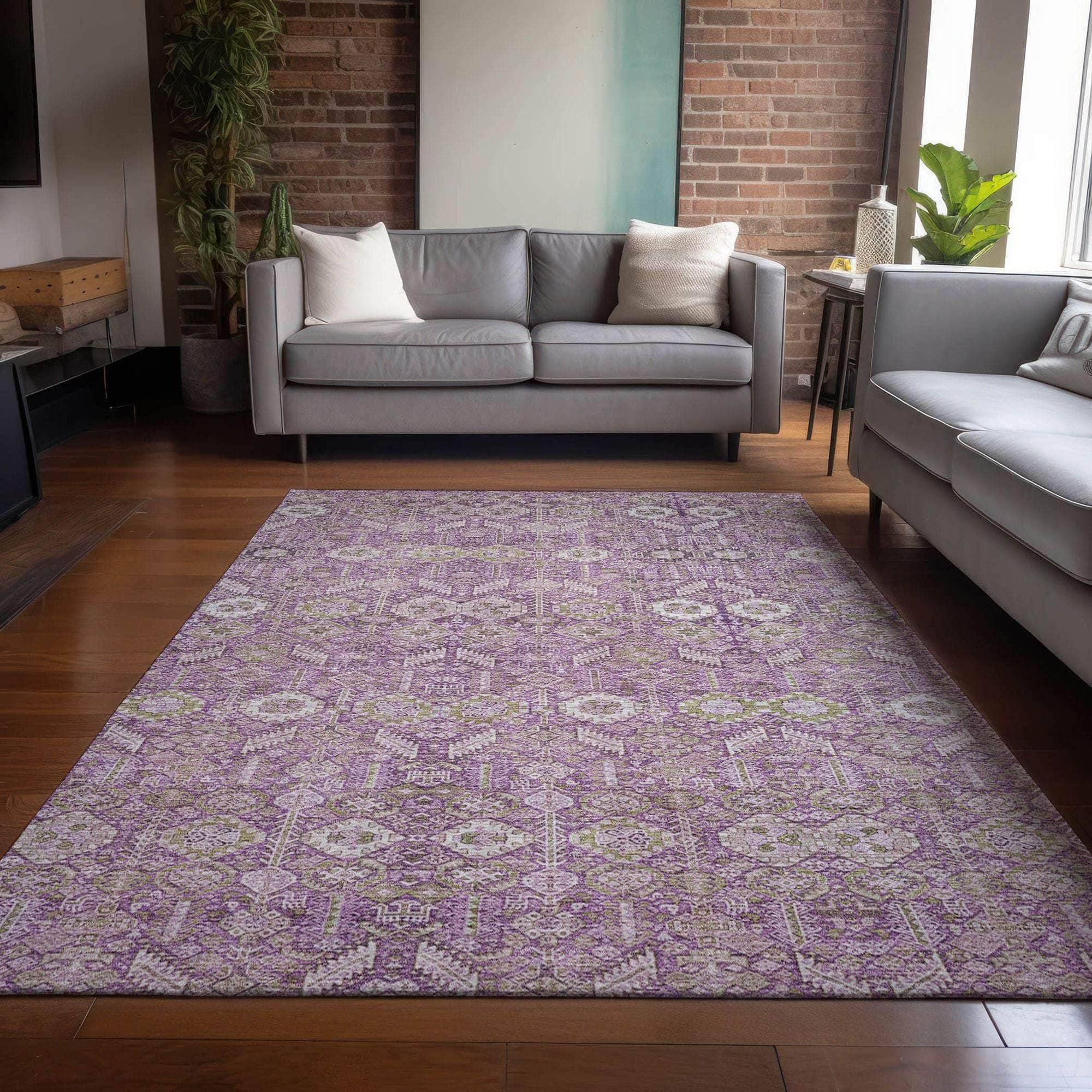 Machine Made ACN574 Lavender Purple Rugs