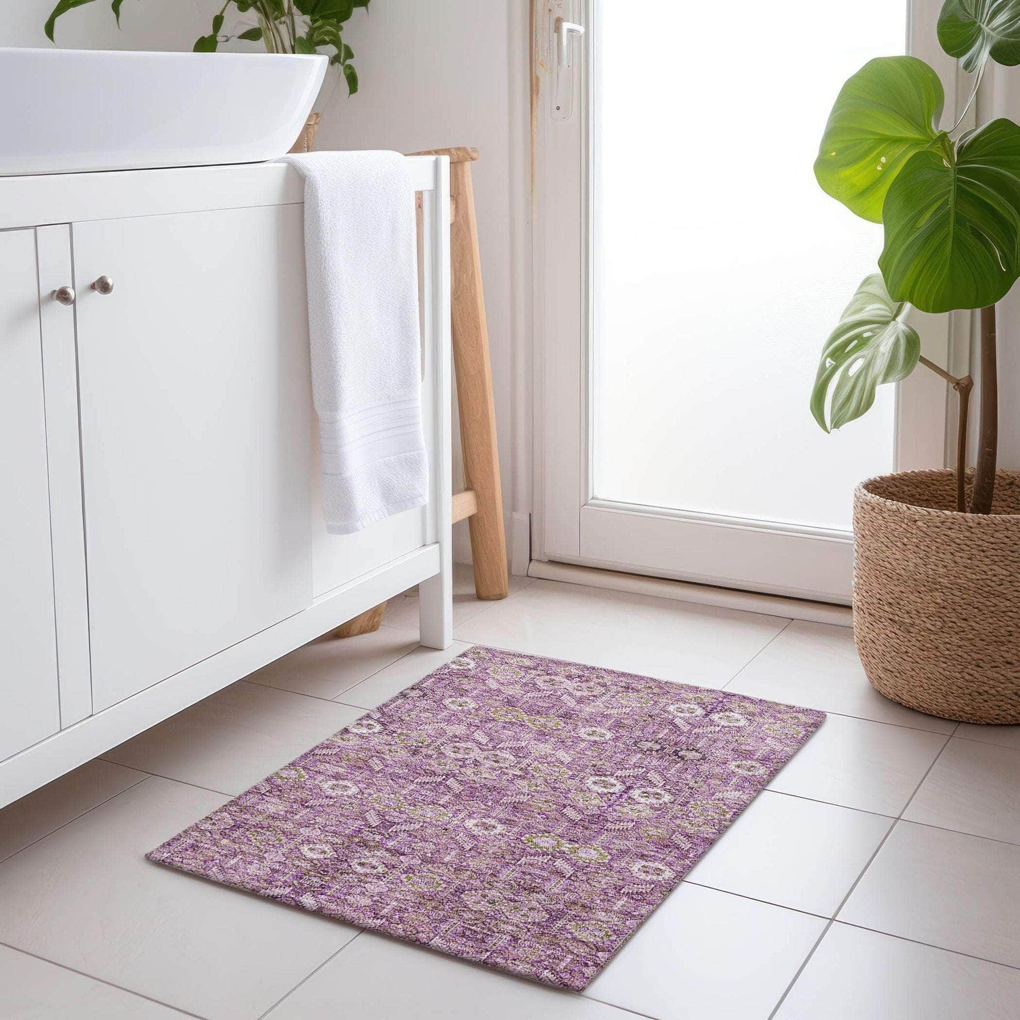 Machine Made ACN574 Lavender Purple Rugs