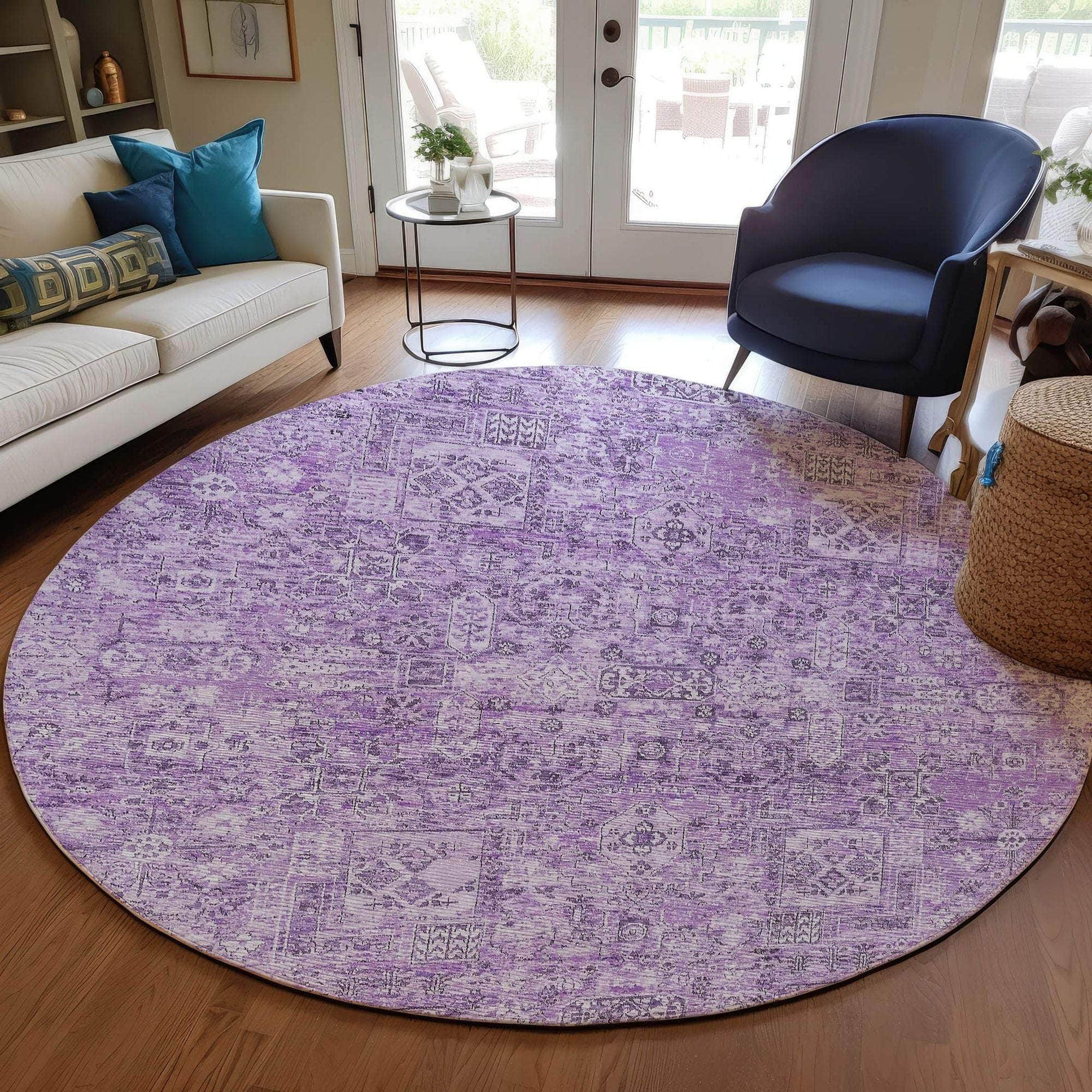 Machine Made ACN611 Lilac Purple Rugs