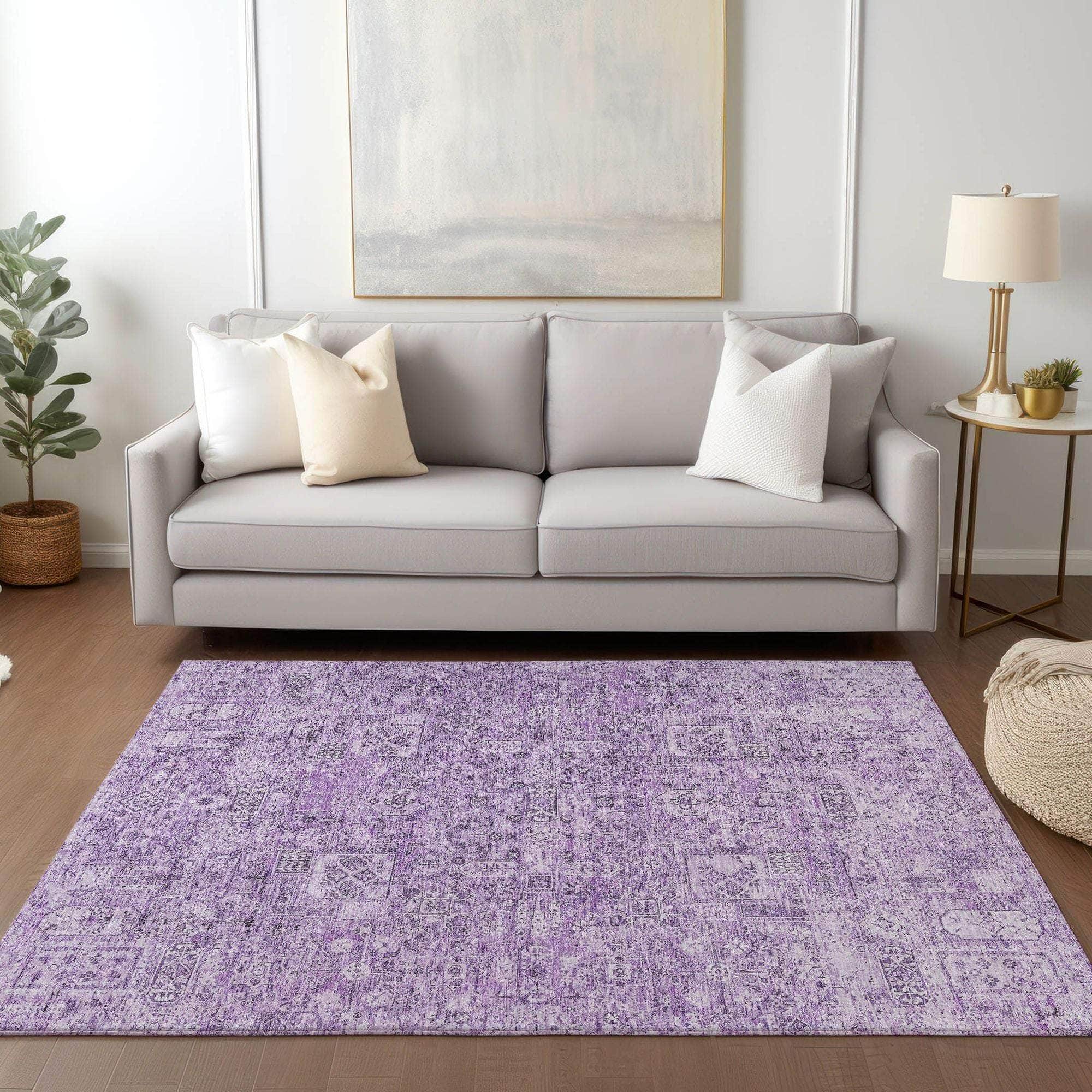 Machine Made ACN611 Lilac Purple Rugs