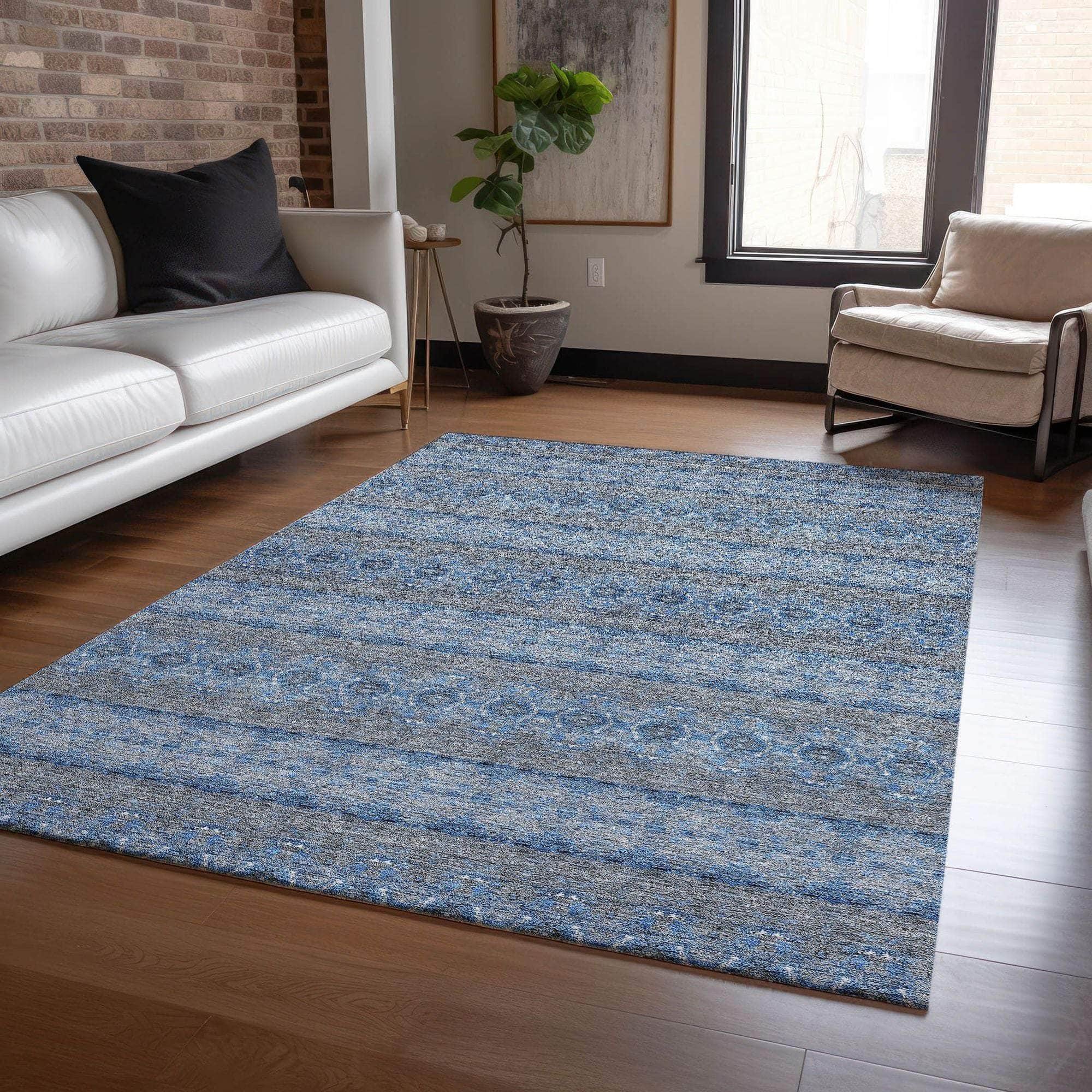 Machine Made ACN615 Navy Blue Rugs