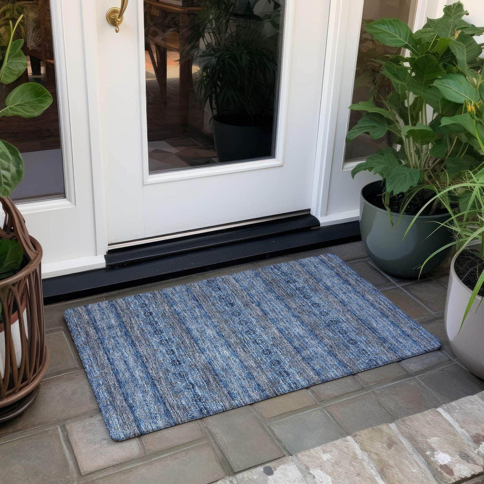 Machine Made ACN615 Navy Blue Rugs