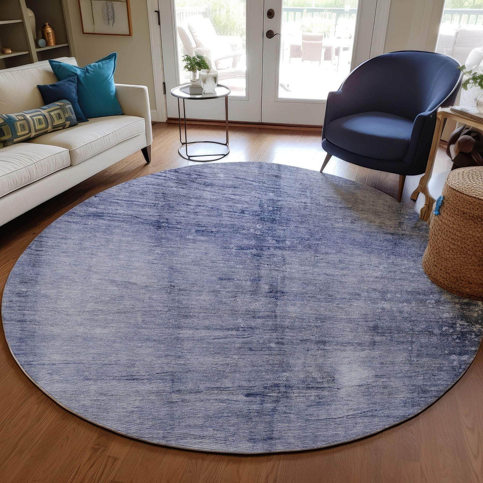 Machine Made ACN608 Navy Blue Rugs