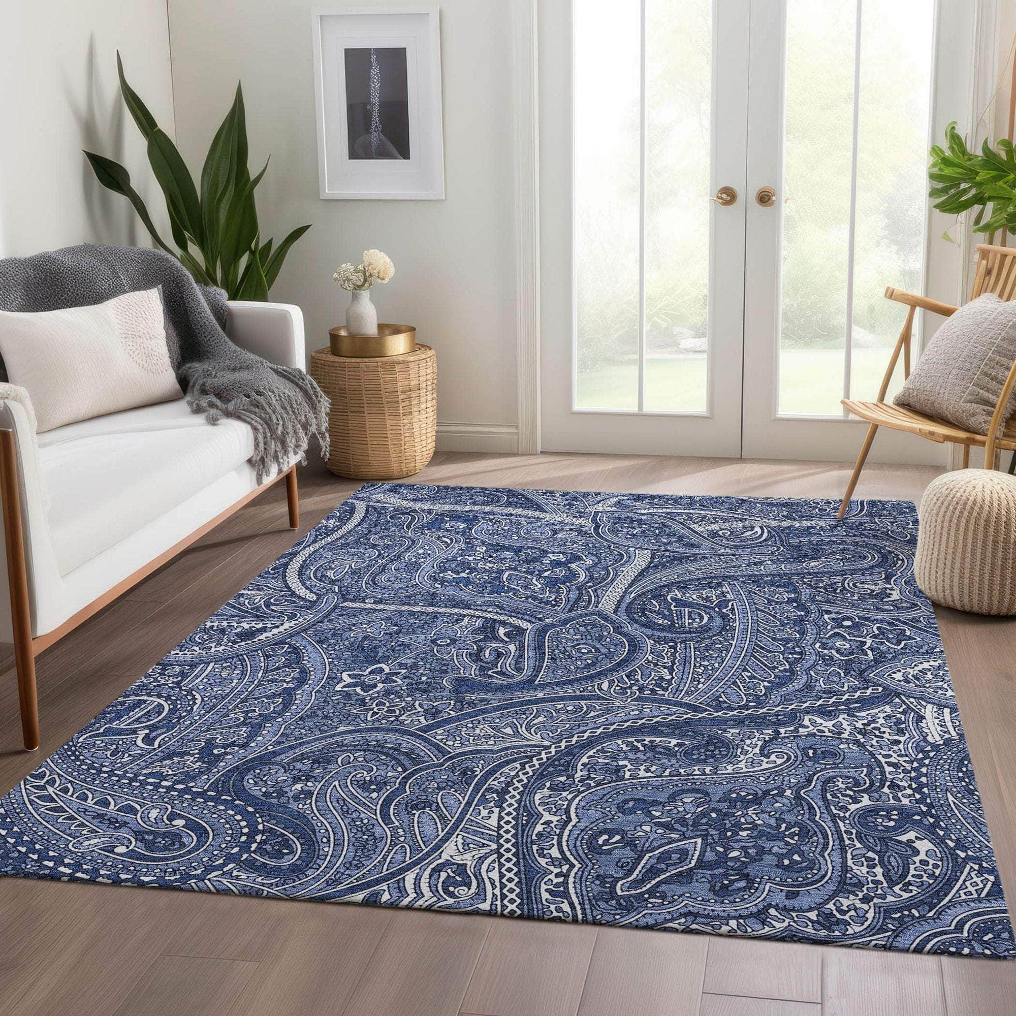 Machine Made ACN623 Navy Blue Rugs