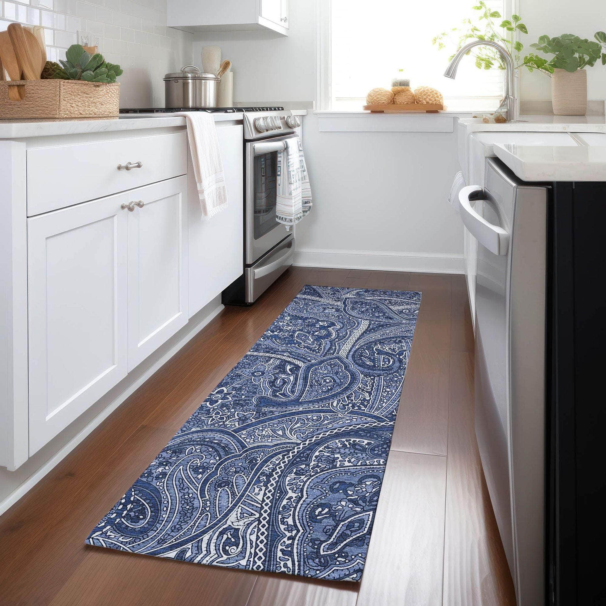 Machine Made ACN623 Navy Blue Rugs