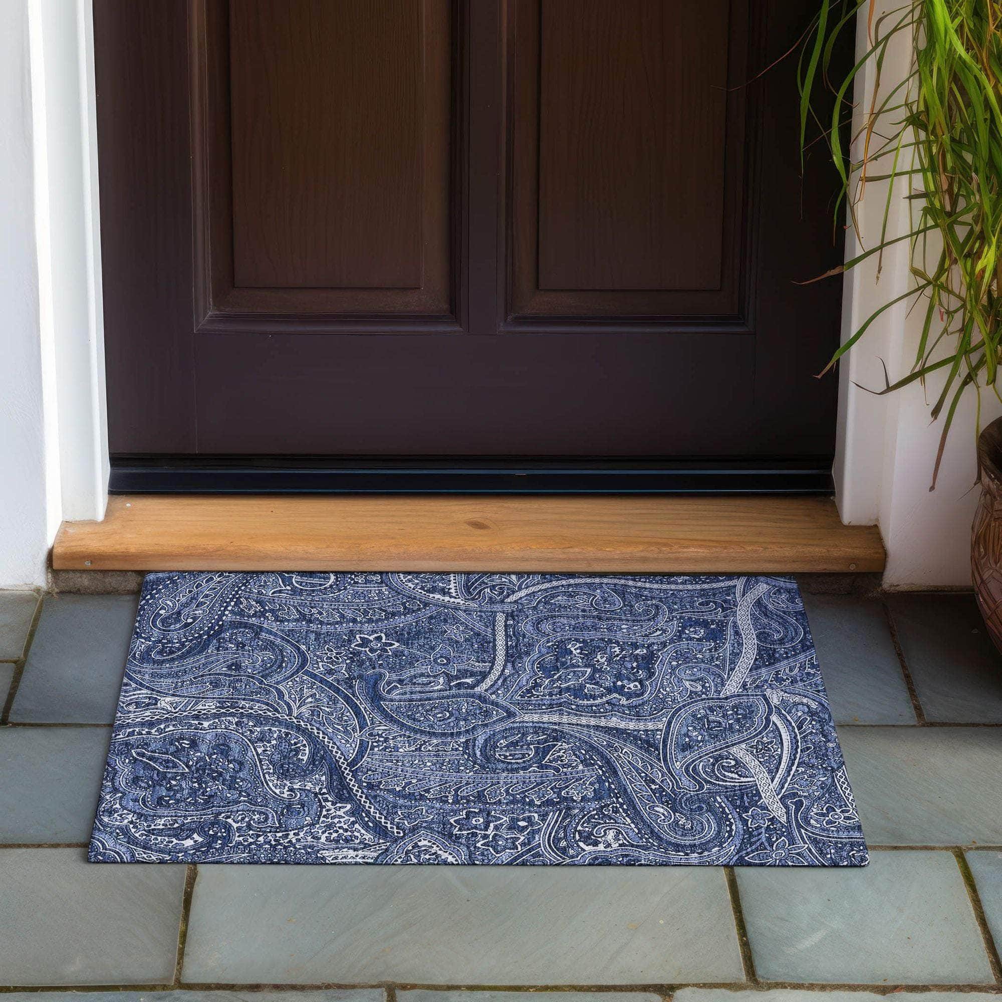 Machine Made ACN623 Navy Blue Rugs