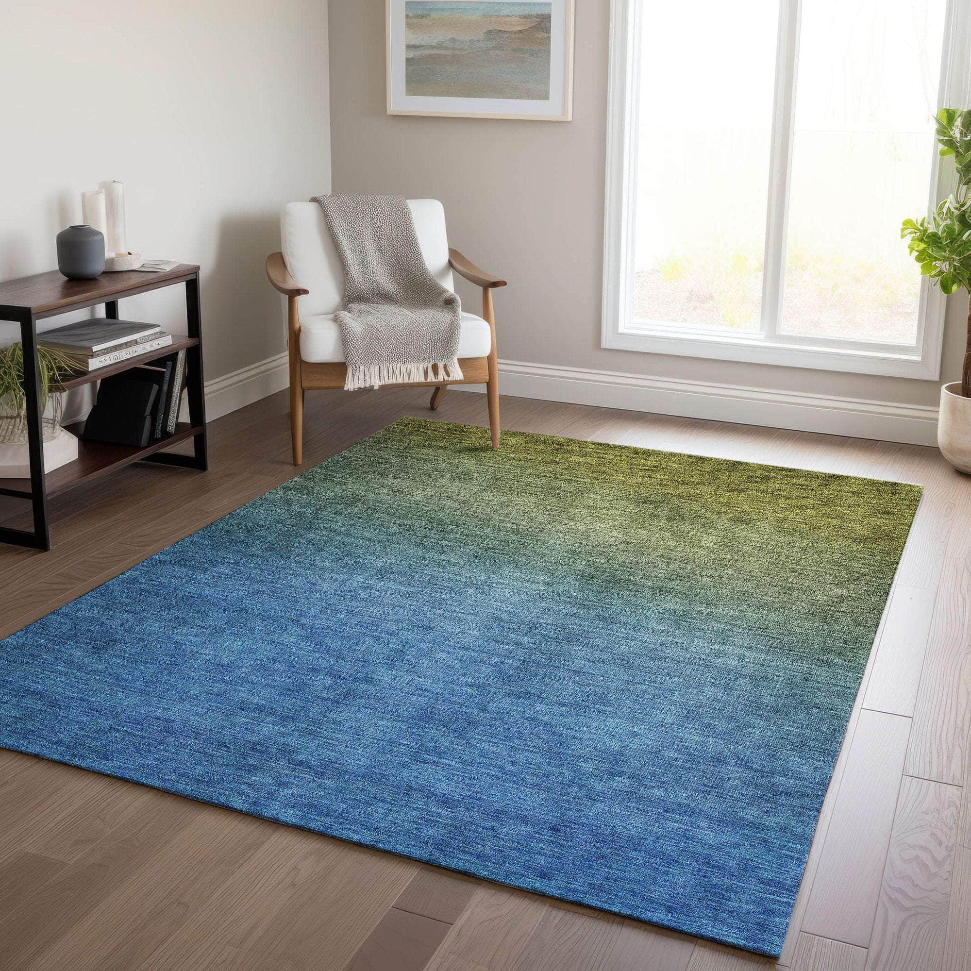 Machine Made ACN587 Olive Green Rugs