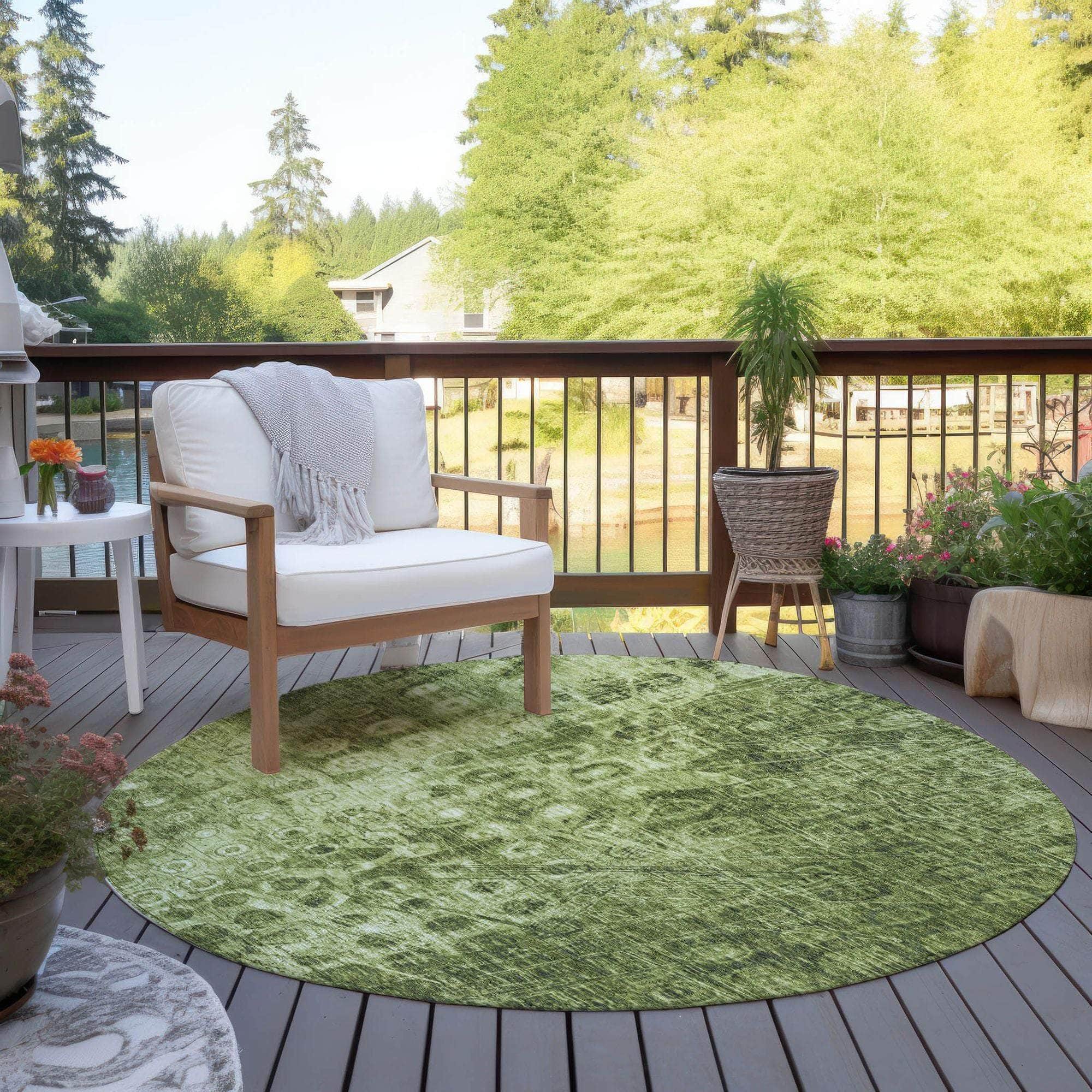 Machine Made ACN577 Olive Green Rugs