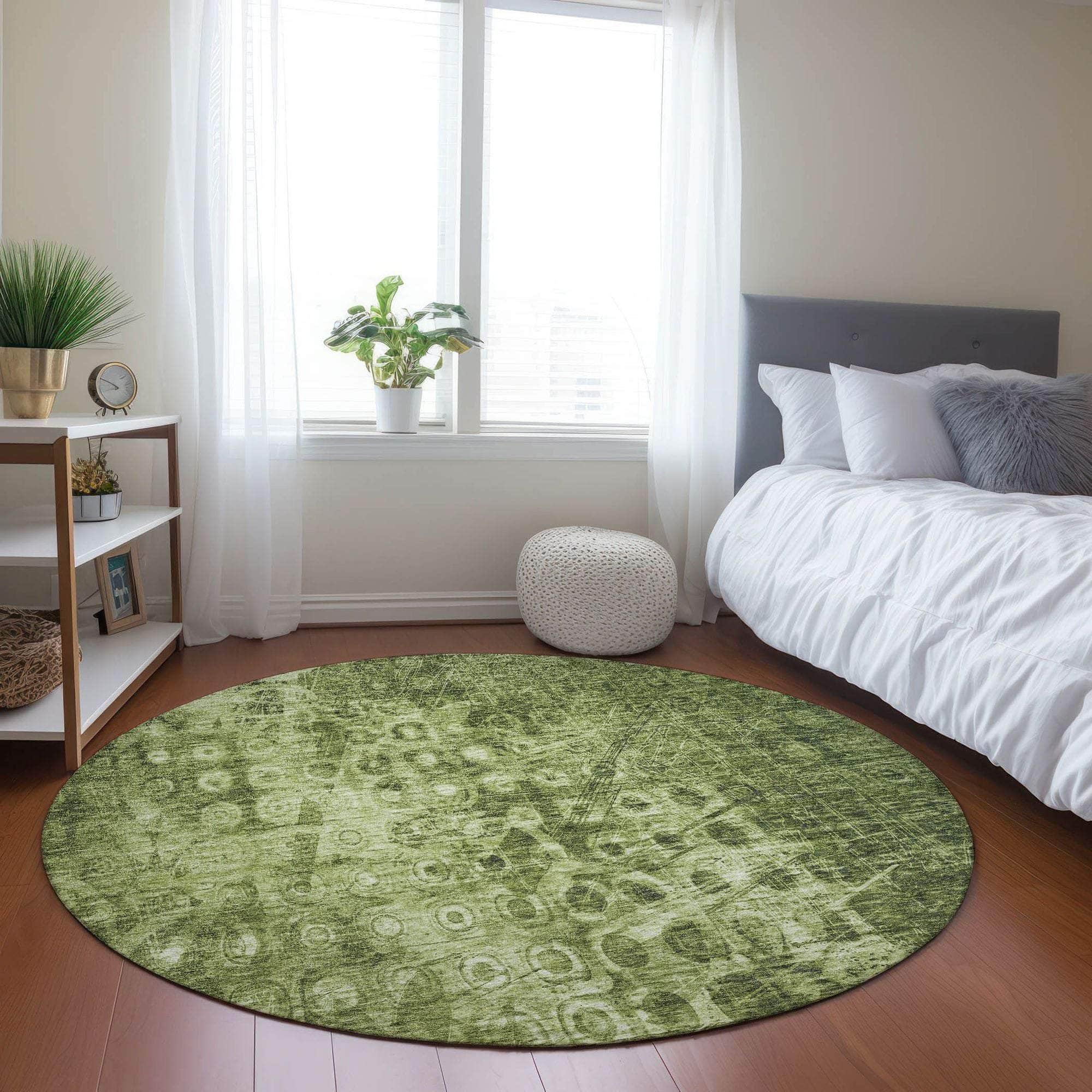 Machine Made ACN577 Olive Green Rugs