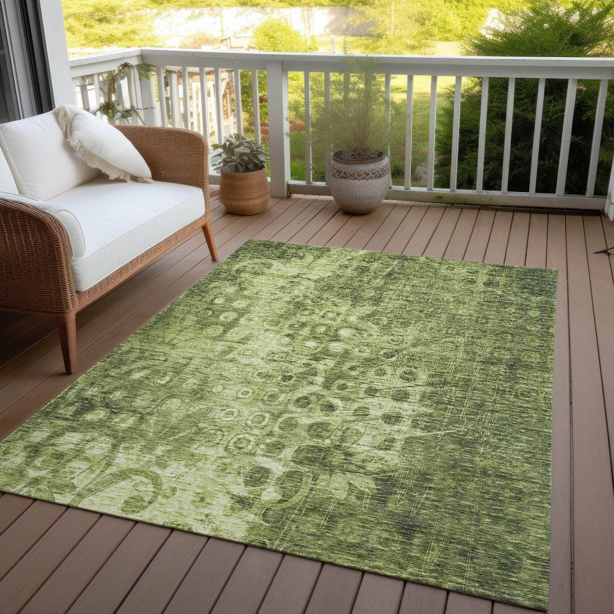 Machine Made ACN577 Olive Green Rugs