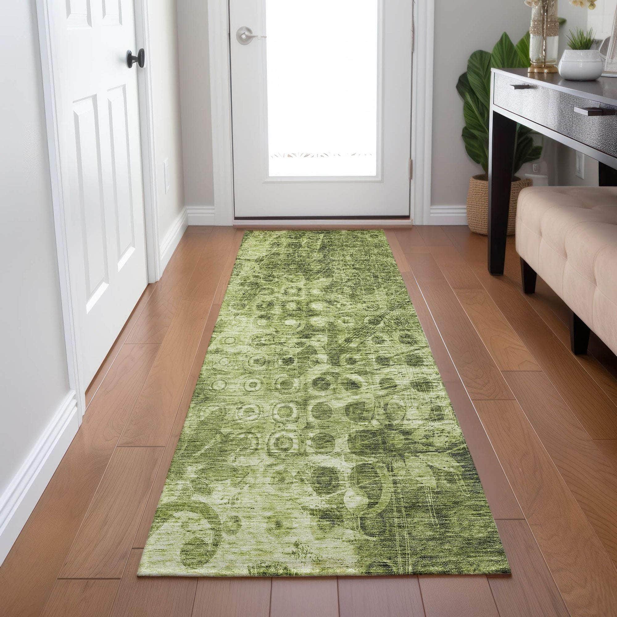 Machine Made ACN577 Olive Green Rugs