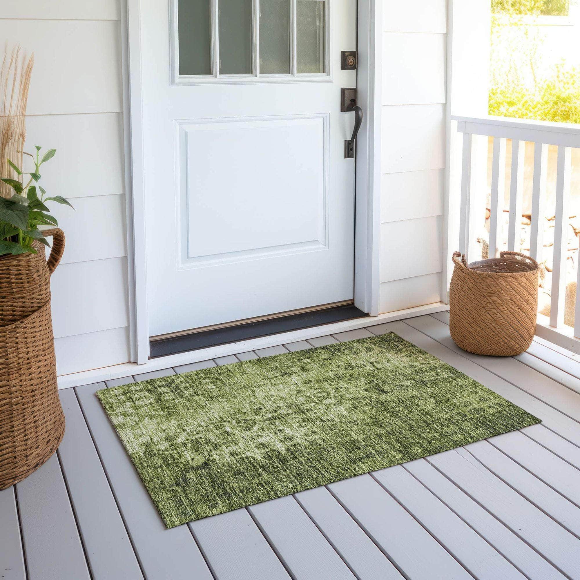 Machine Made ACN577 Olive Green Rugs