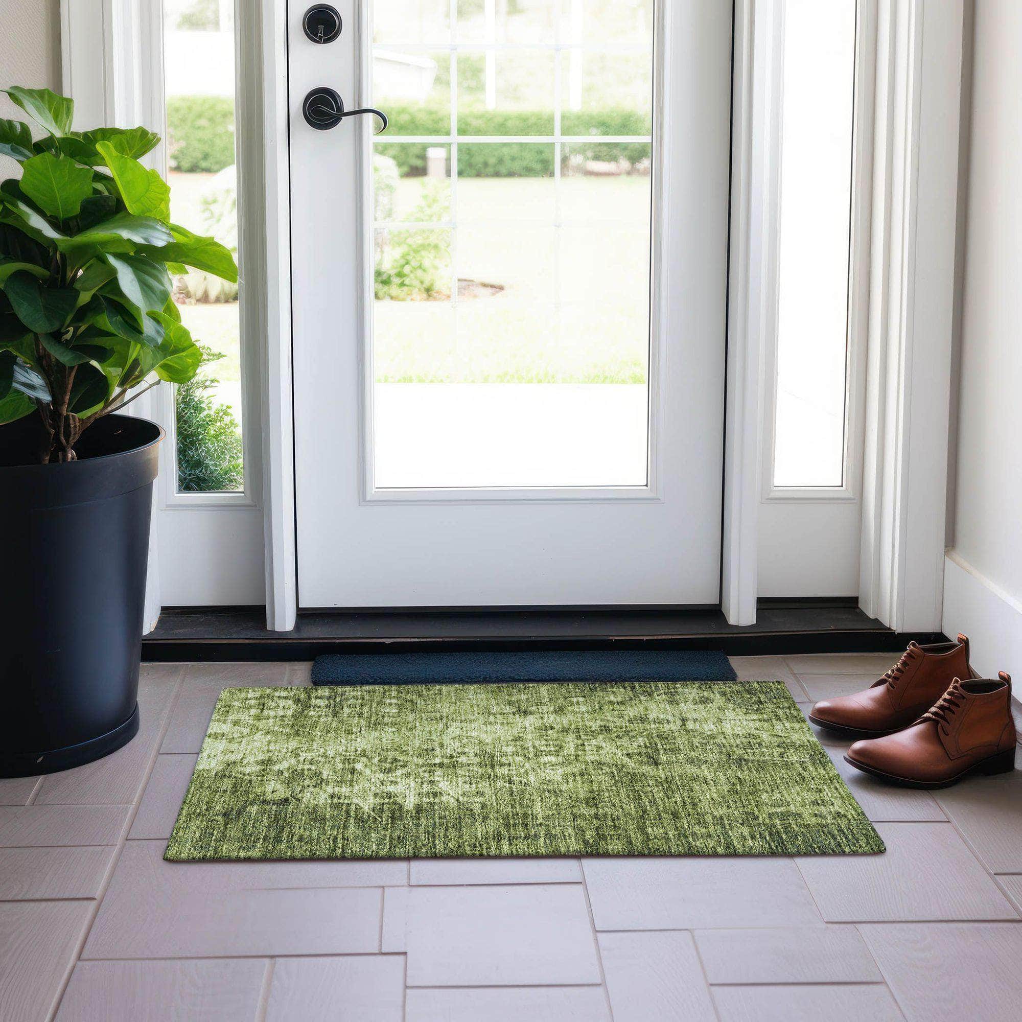 Machine Made ACN577 Olive Green Rugs