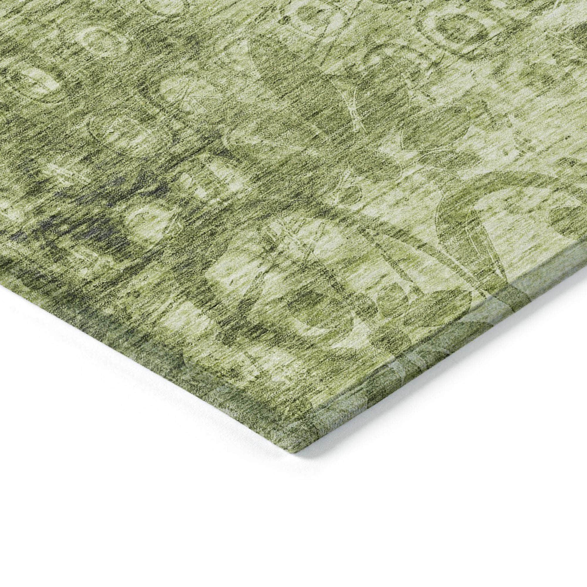 Machine Made ACN577 Olive Green Rugs