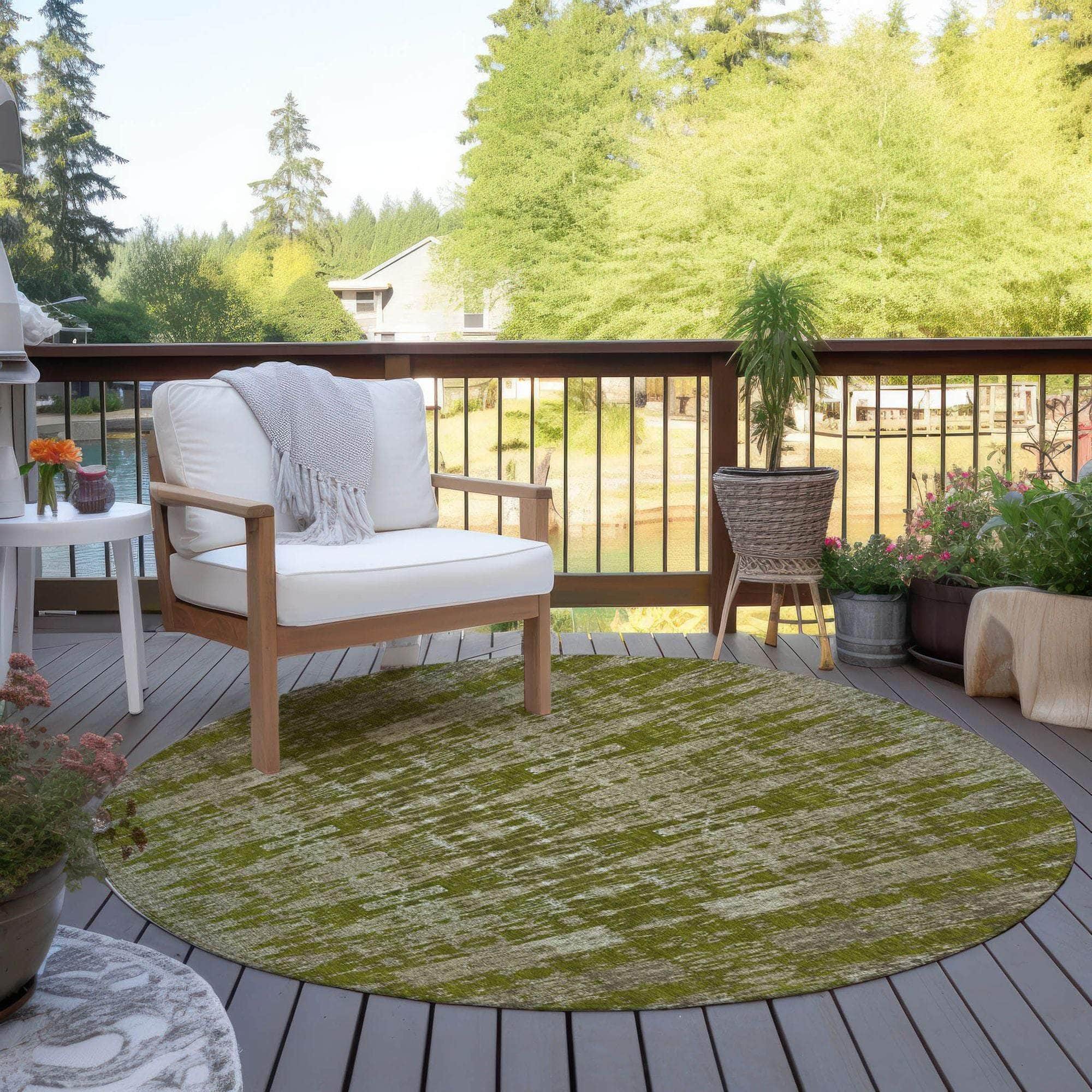 Machine Made ACN580 Olive Green Rugs