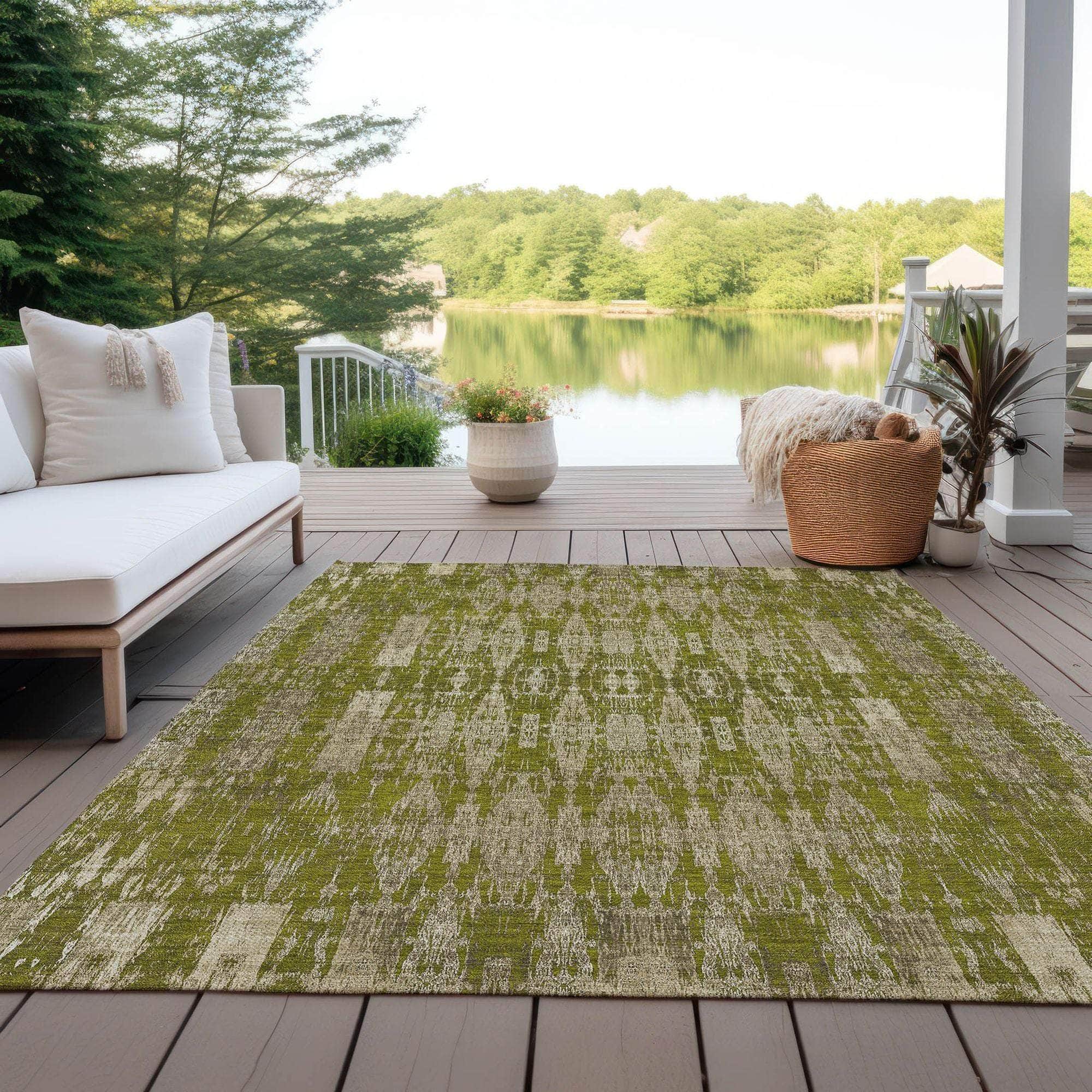 Machine Made ACN580 Olive Green Rugs