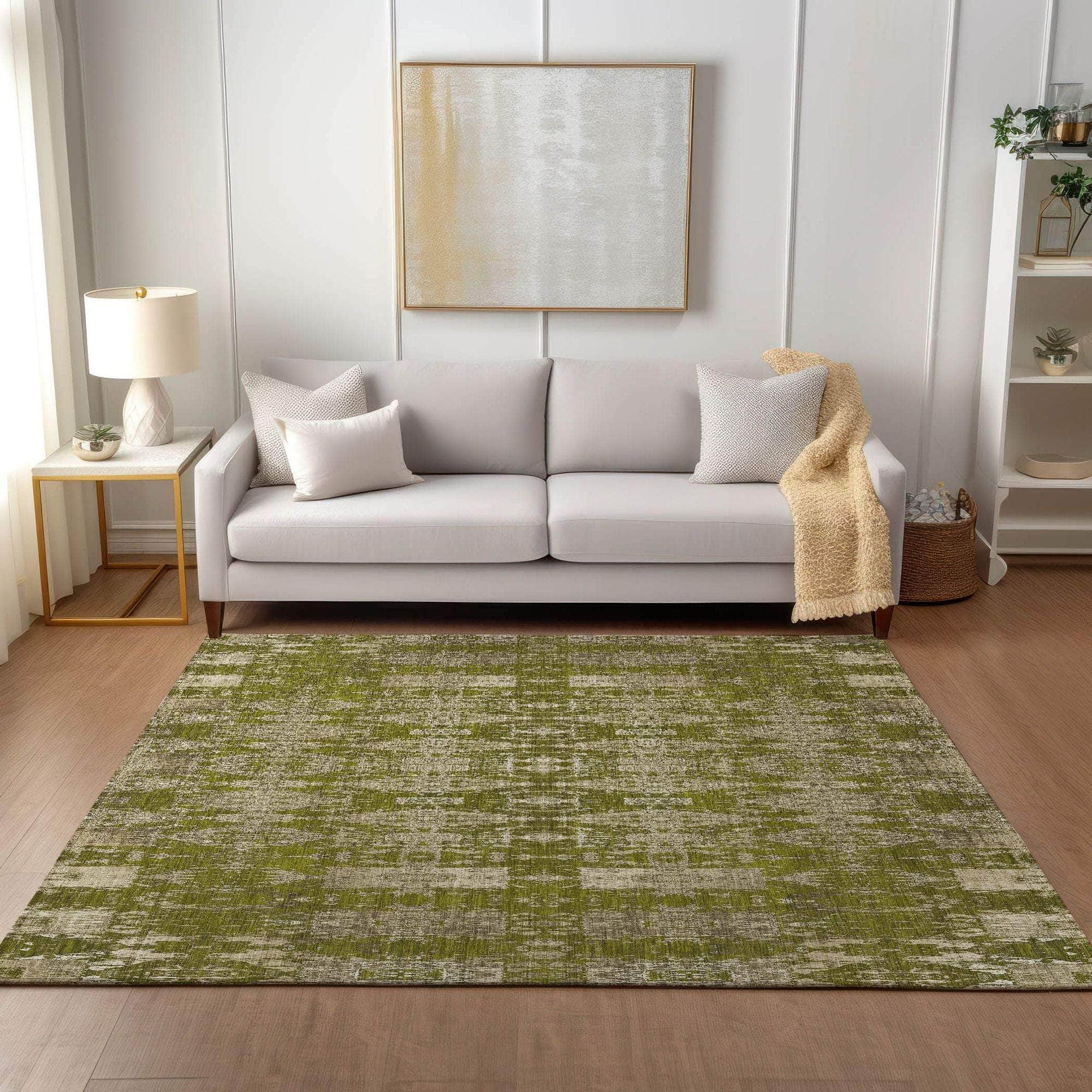 Machine Made ACN580 Olive Green Rugs