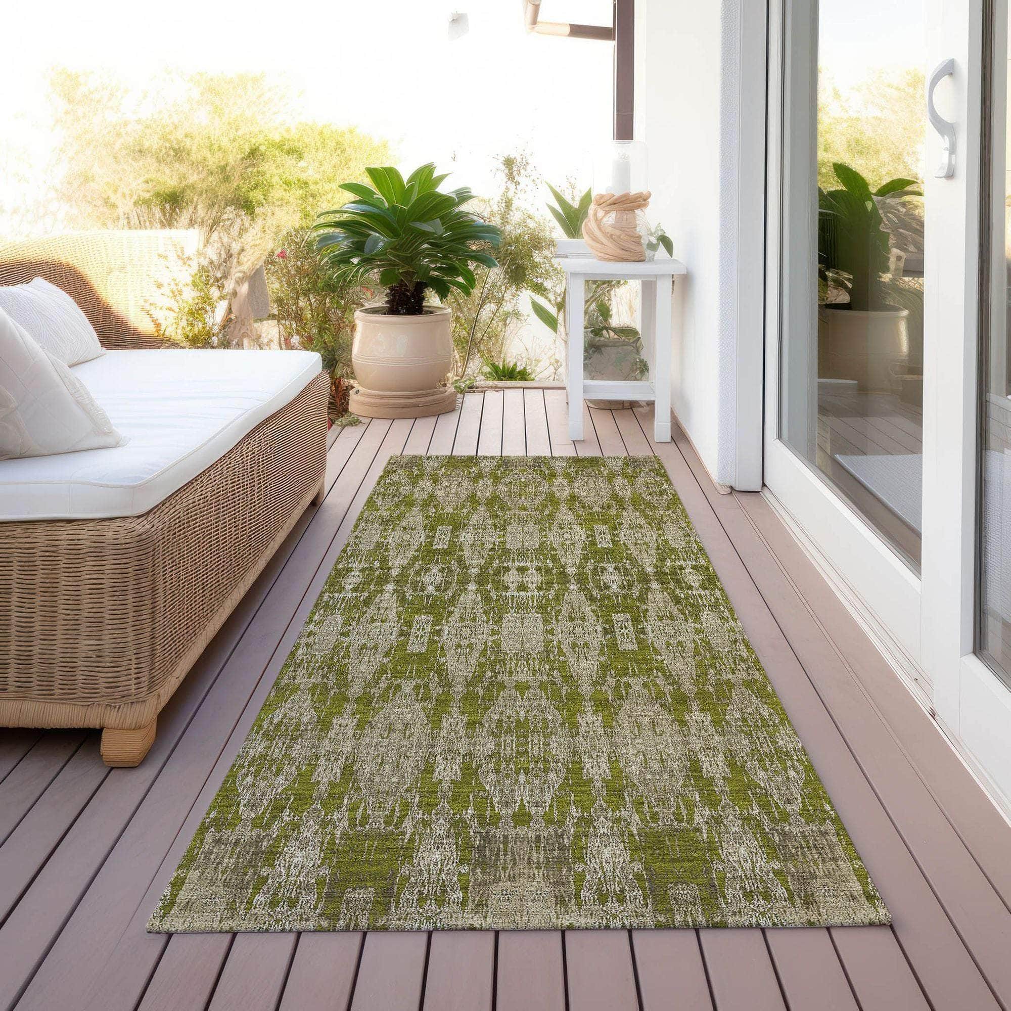 Machine Made ACN580 Olive Green Rugs