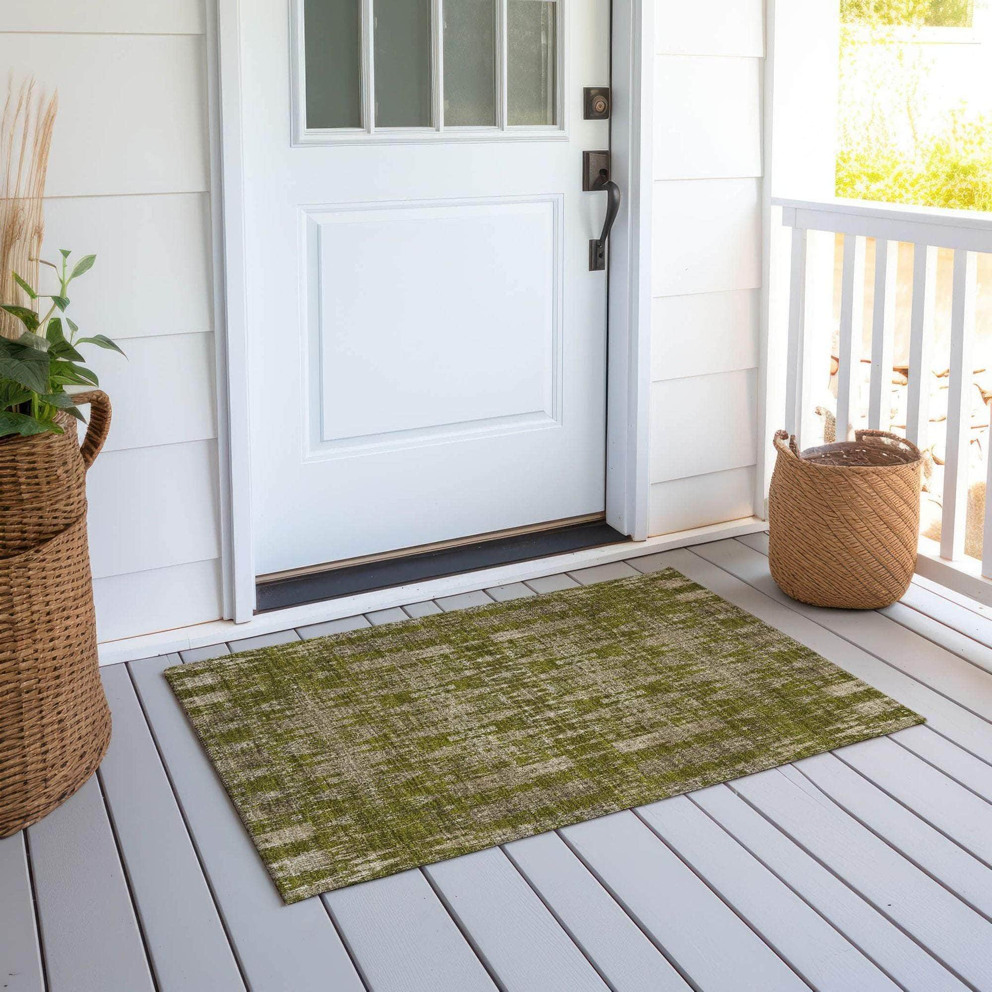Machine Made ACN580 Olive Green Rugs