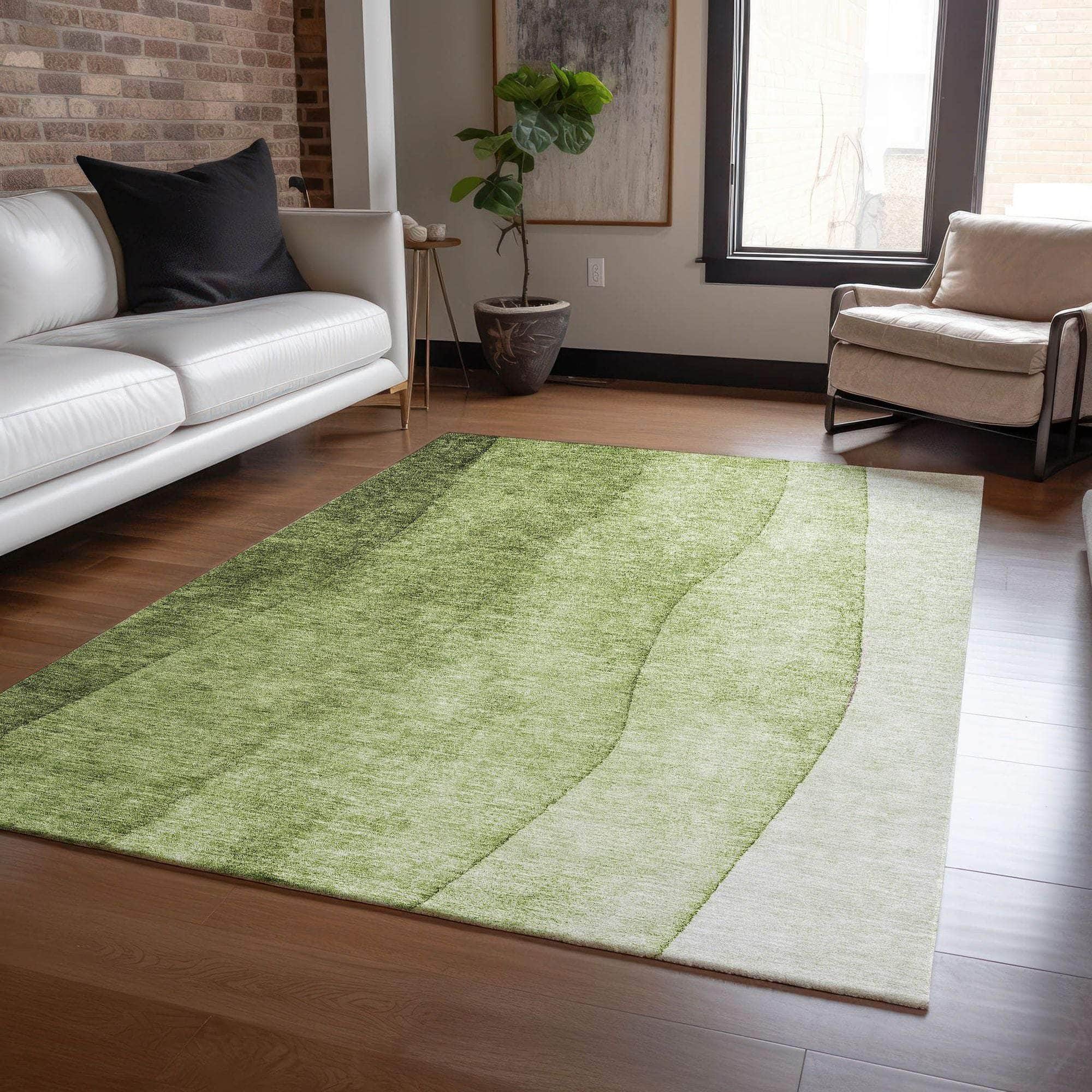 Machine Made ACN625 Olive Green Rugs