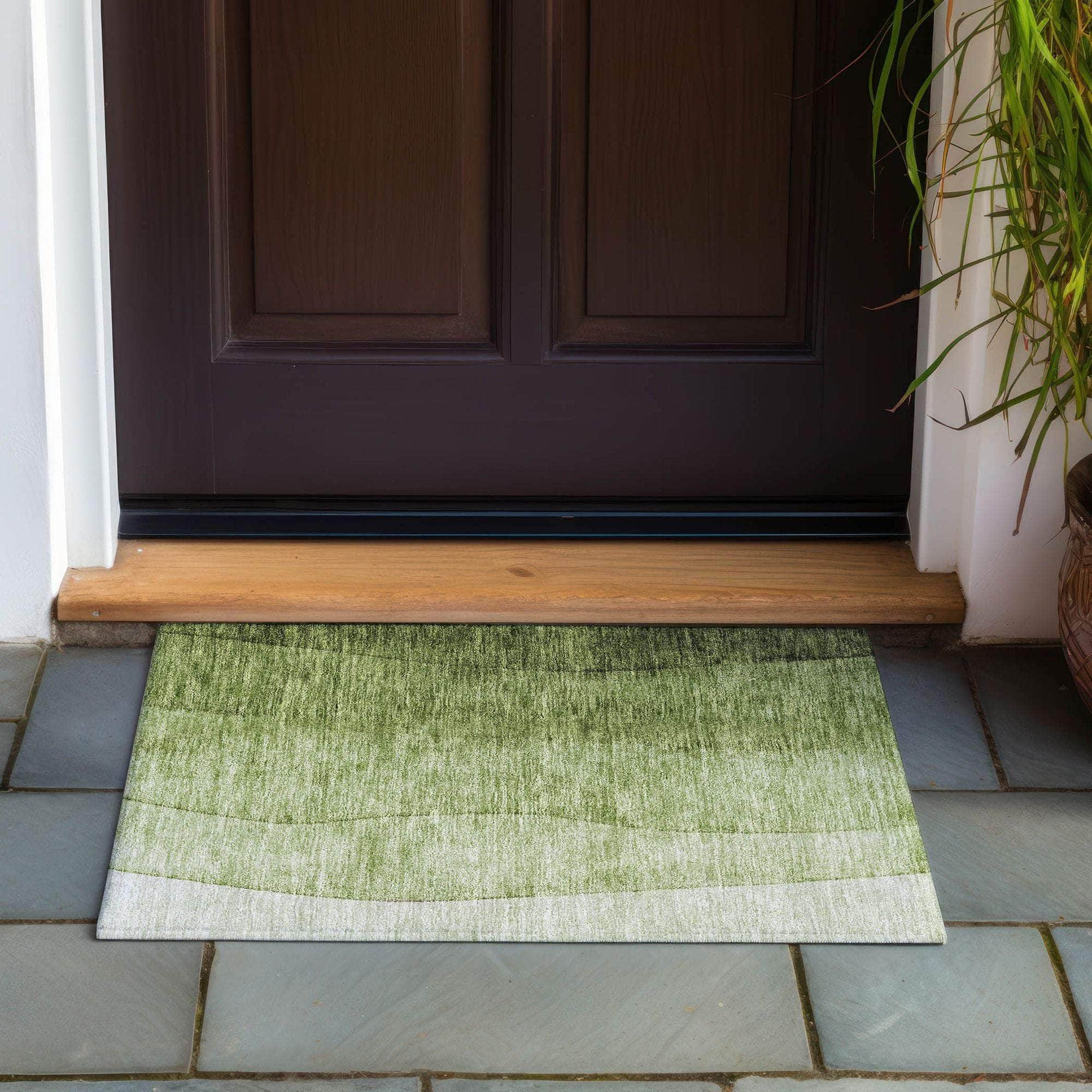 Machine Made ACN625 Olive Green Rugs