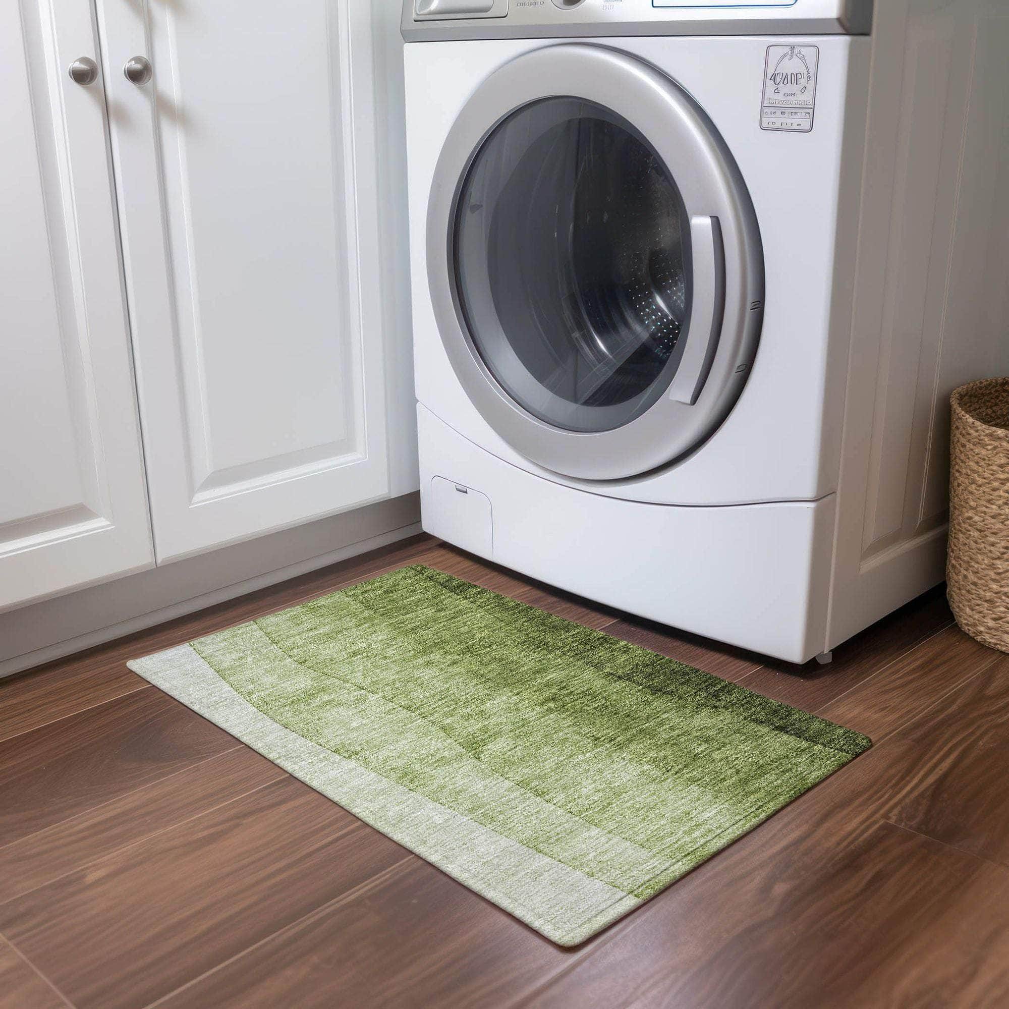 Machine Made ACN625 Olive Green Rugs
