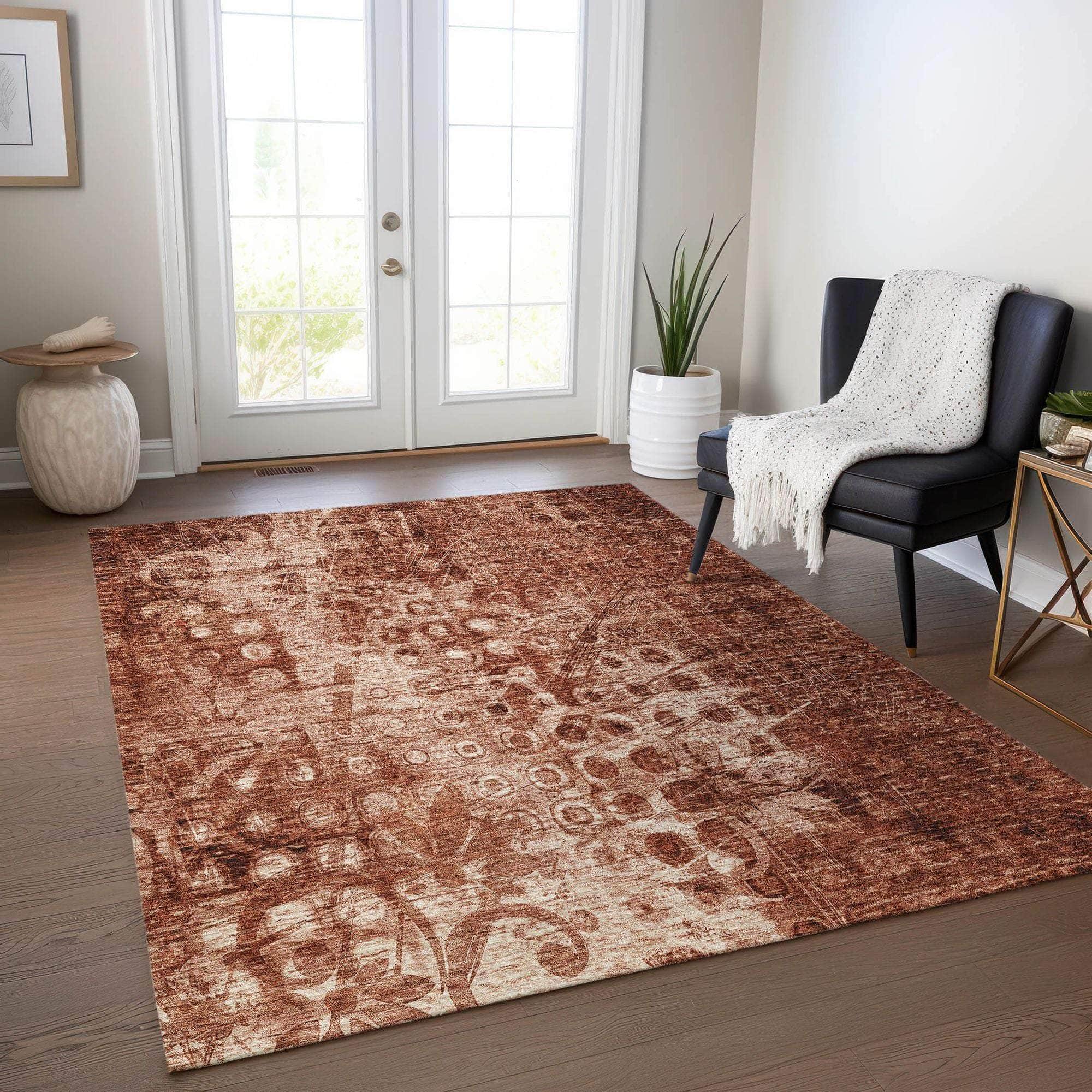 Machine Made ACN577 Paprika Orange Rugs