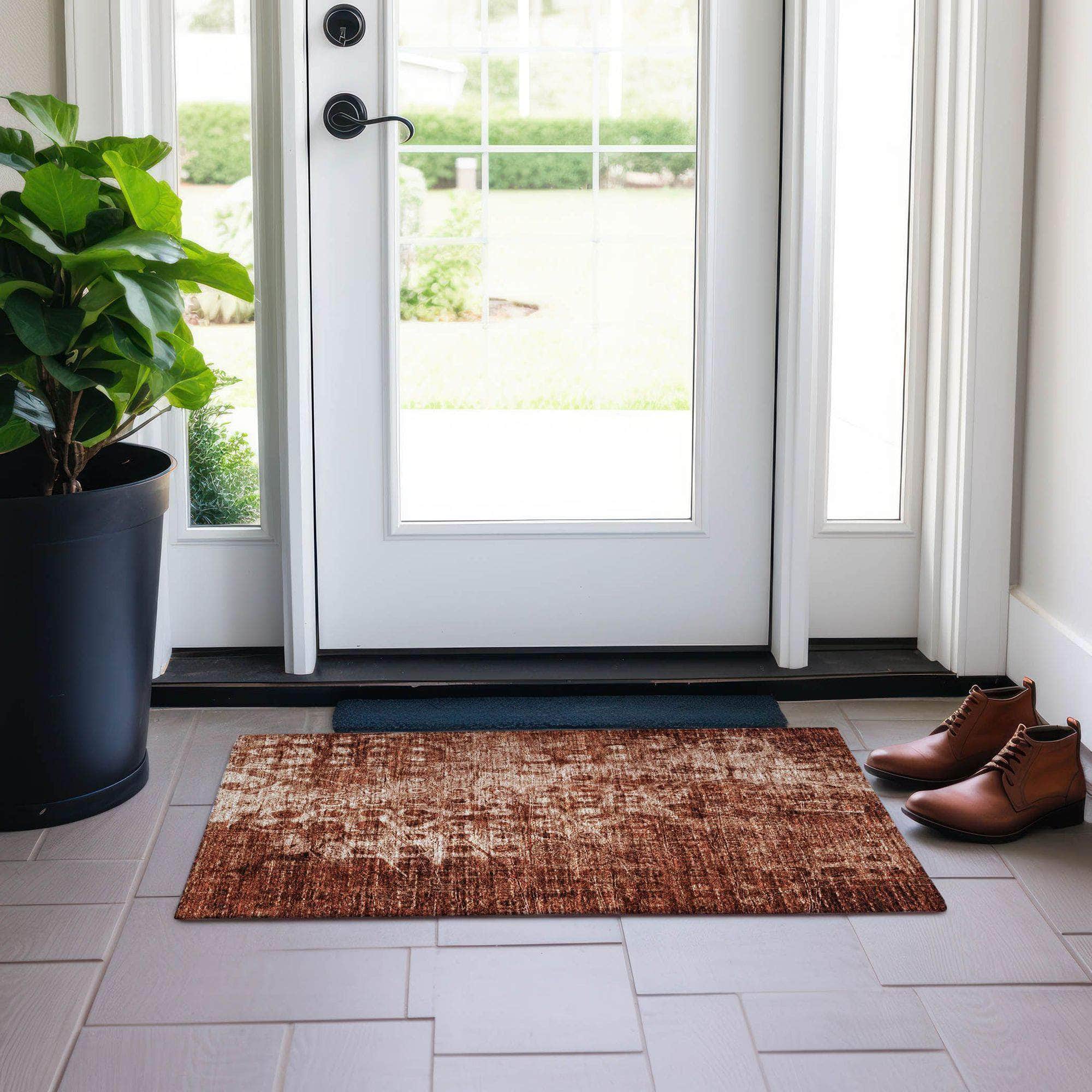 Machine Made ACN577 Paprika Orange Rugs